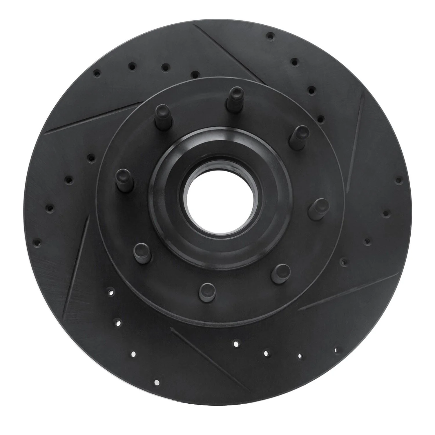 R1 Concepts 11-25 Ford F-350 Super Duty 2WD Front Right Drilled & Slotted Black Brake Rotor