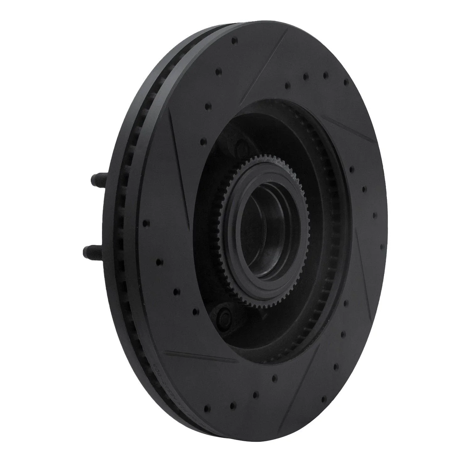R1 Concepts 11-25 Ford F-350 Super Duty 2WD Front Right Drilled & Slotted Black Brake Rotor - Image 2
