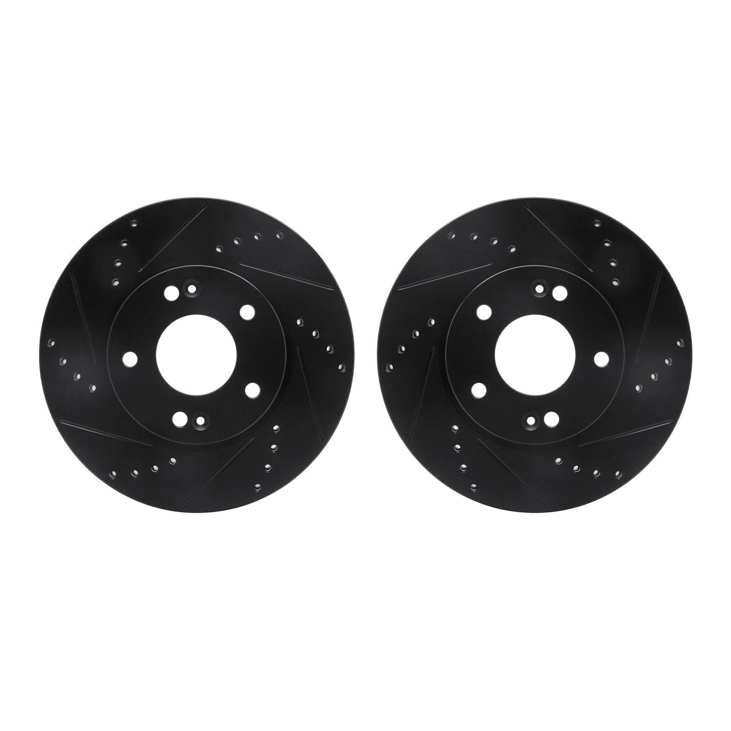 R1 Concepts 11-25 Hyundai Elantra Front Drilled & Slotted Black Brake Rotor Set
