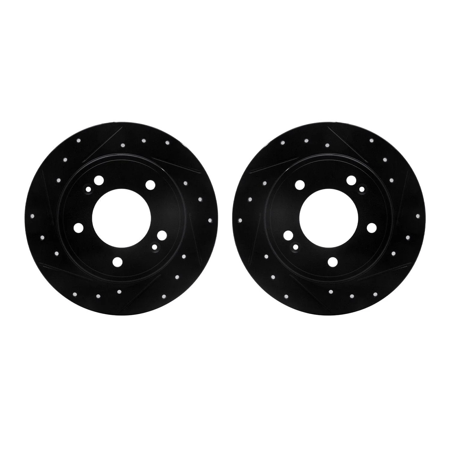 R1 Concepts 11-25 Hyundai Kona Rear Drilled & Slotted Black Brake Rotor Set