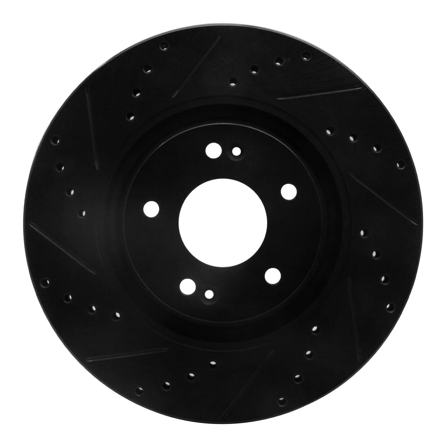 R1 Concepts 11-25 Hyundai Tucson Front Left Drilled & Slotted Black Brake Rotor
