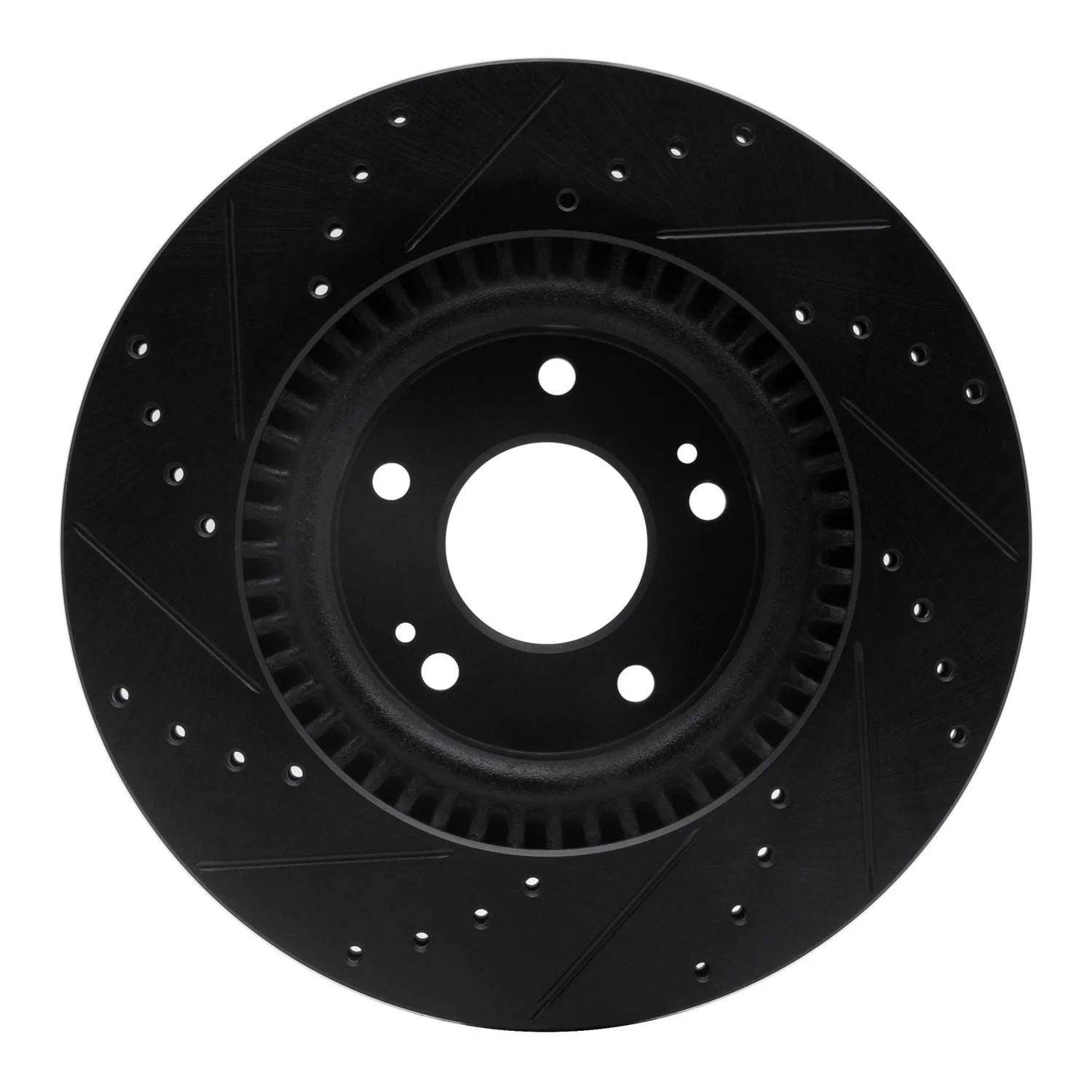 R1 Concepts 11-25 Hyundai Tucson Front Right Drilled & Slotted Black Brake Rotor - Image 2