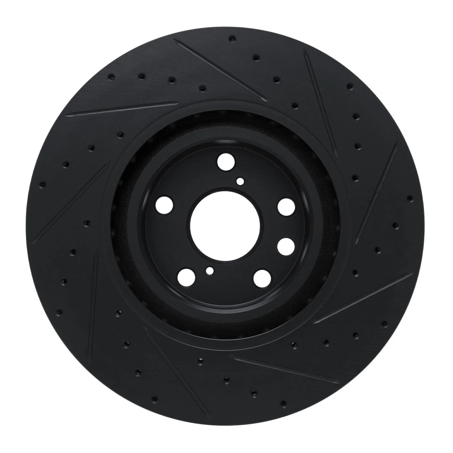 R1 Concepts 11-25 Lexus IS200T Left Front Drilled & Slotted Black Brake Rotor - Image 2