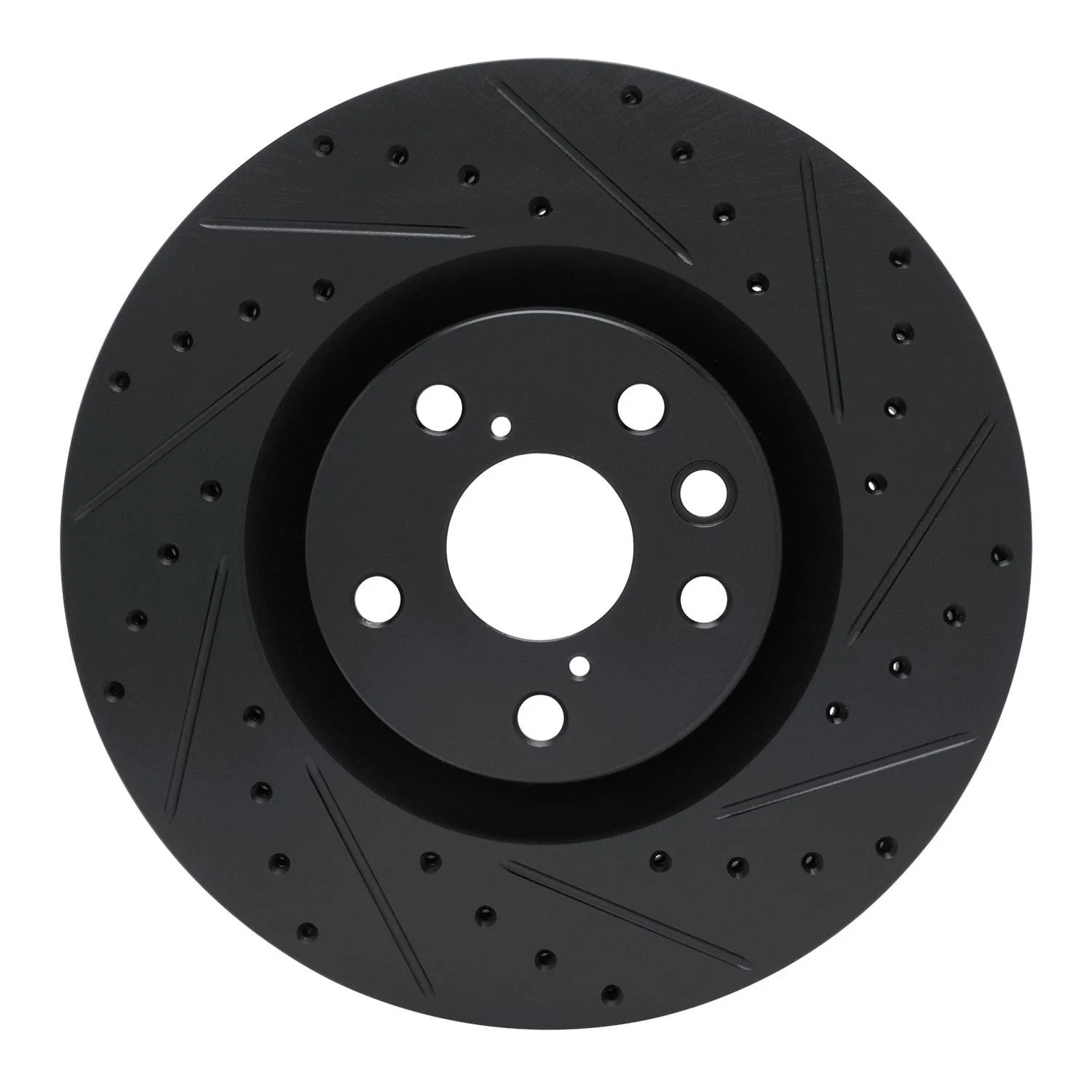 R1 Concepts 11-25 Lexus IS200T Right Front Drilled & Slotted Black Brake Rotor