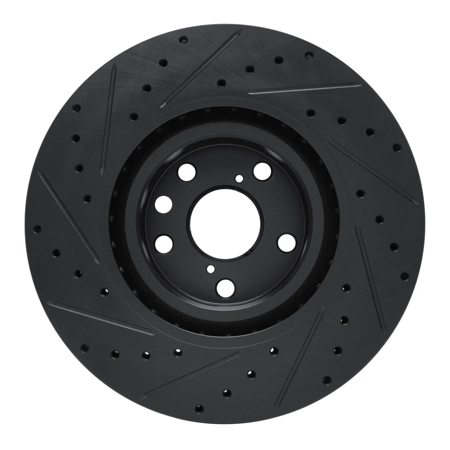 R1 Concepts 11-25 Lexus IS200T Right Front Drilled & Slotted Black Brake Rotor - Image 2