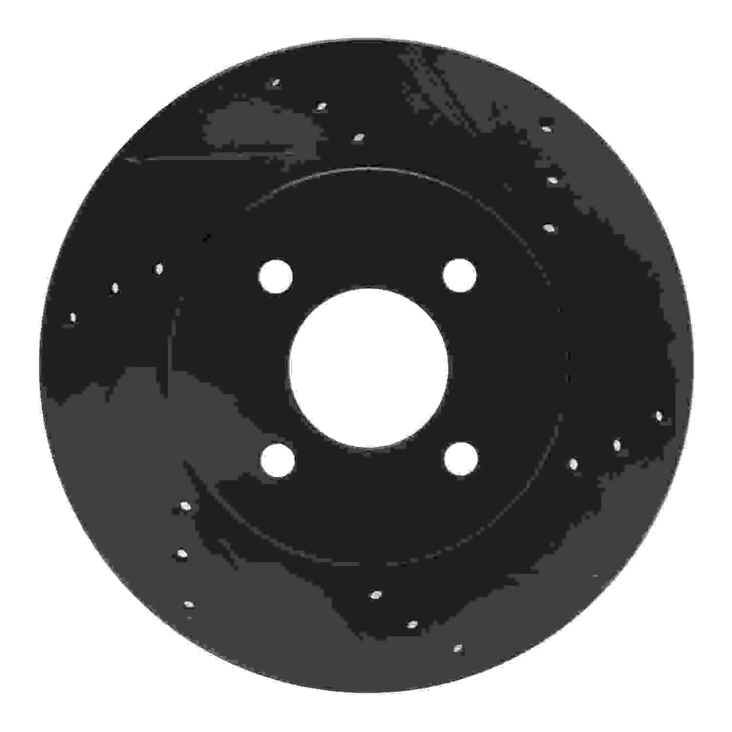 R1 Concepts 11-25 Nissan Note (Mexico) Front Right Drilled & Slotted Black Brake Rotor