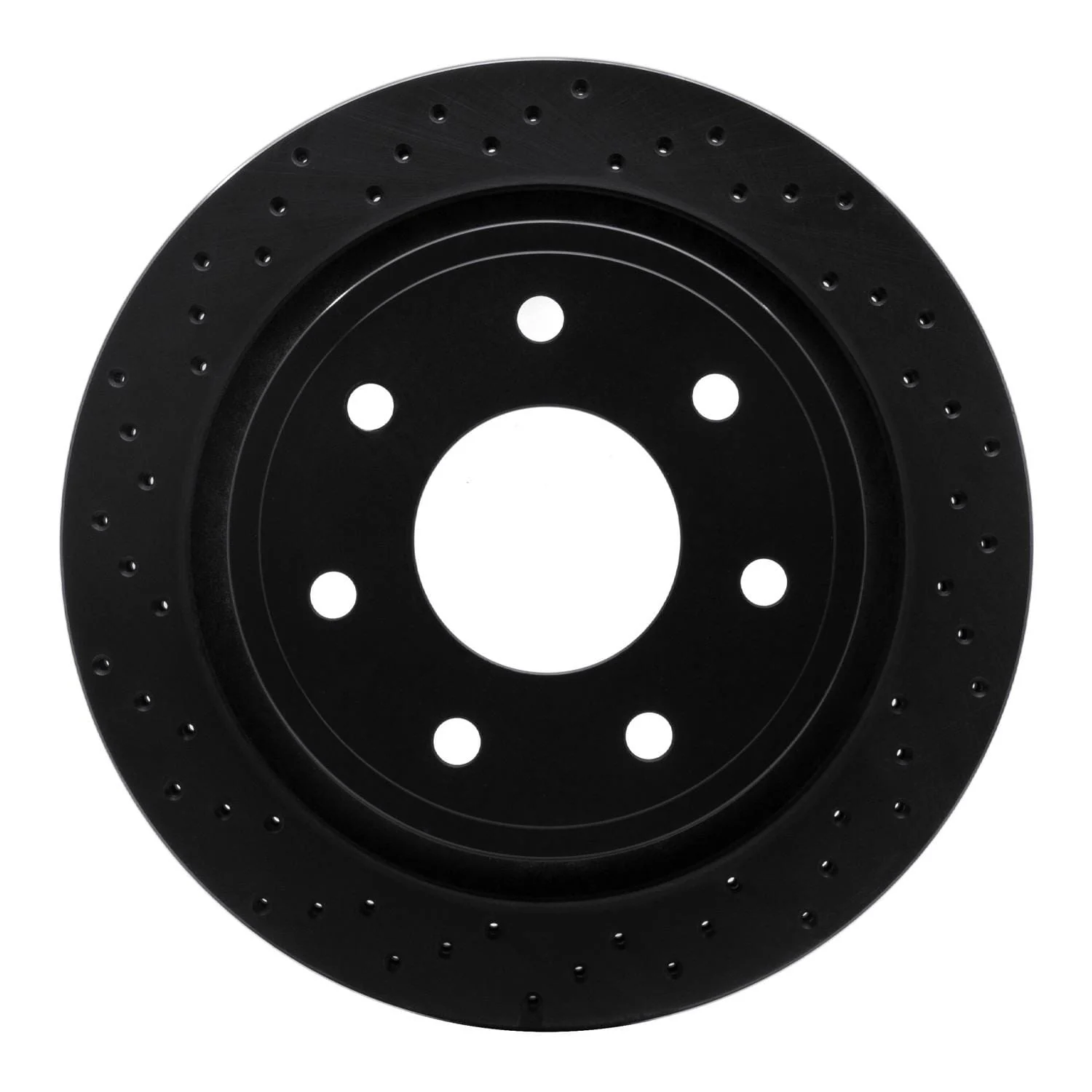 R1 Concepts 12-14 Ford F-150 2WD Rear Left Drilled Black Brake Rotor