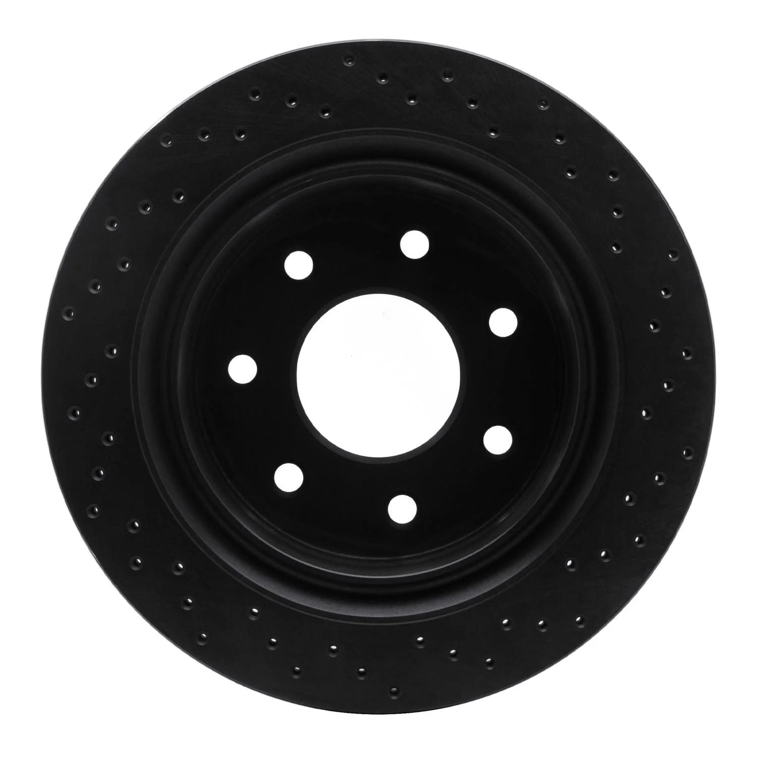 R1 Concepts 12-14 Ford F-150 2WD Rear Left Drilled Black Brake Rotor - Image 2