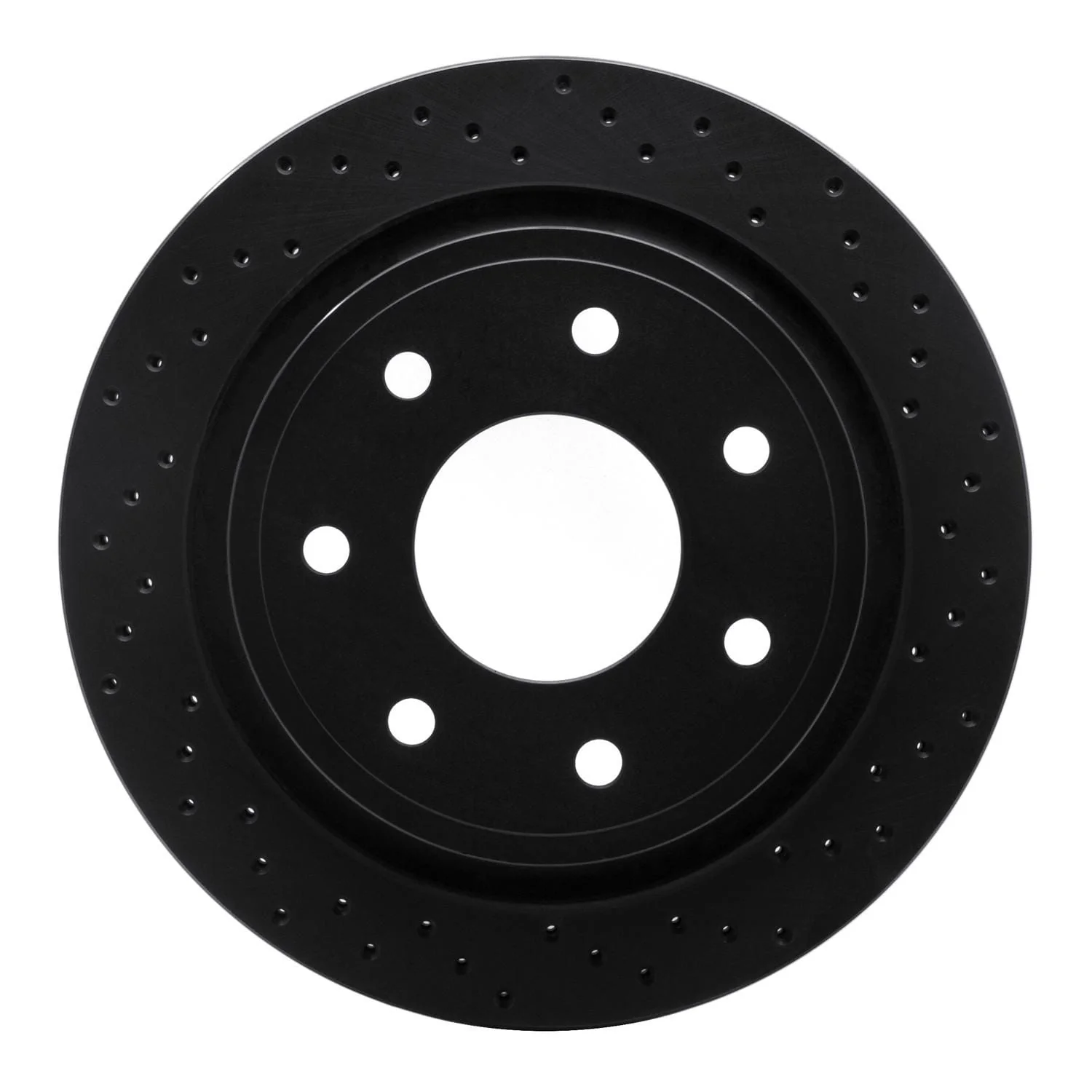 R1 Concepts 12-14 Ford F-150 2WD Rear Right Drilled Black Brake Rotor