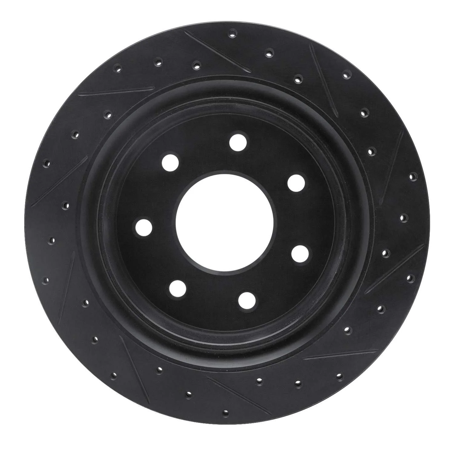 R1 Concepts 12-14 Ford F-150 4WD Rear Left Drilled & Slotted Black Brake Rotor - Image 2