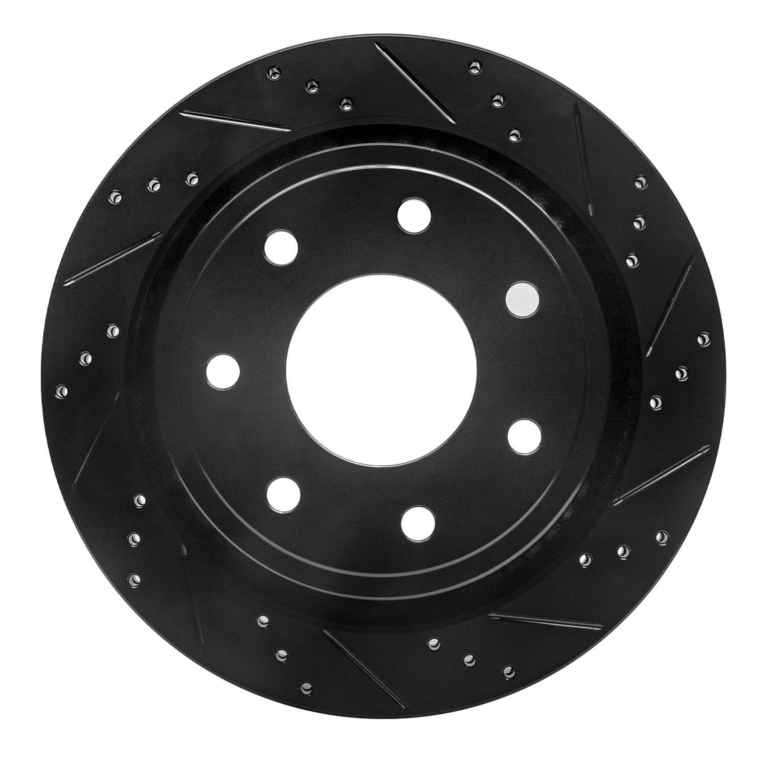 R1 Concepts 12-14 Ford F-150 RWD Rear Right Drilled & Slotted Black Brake Rotor