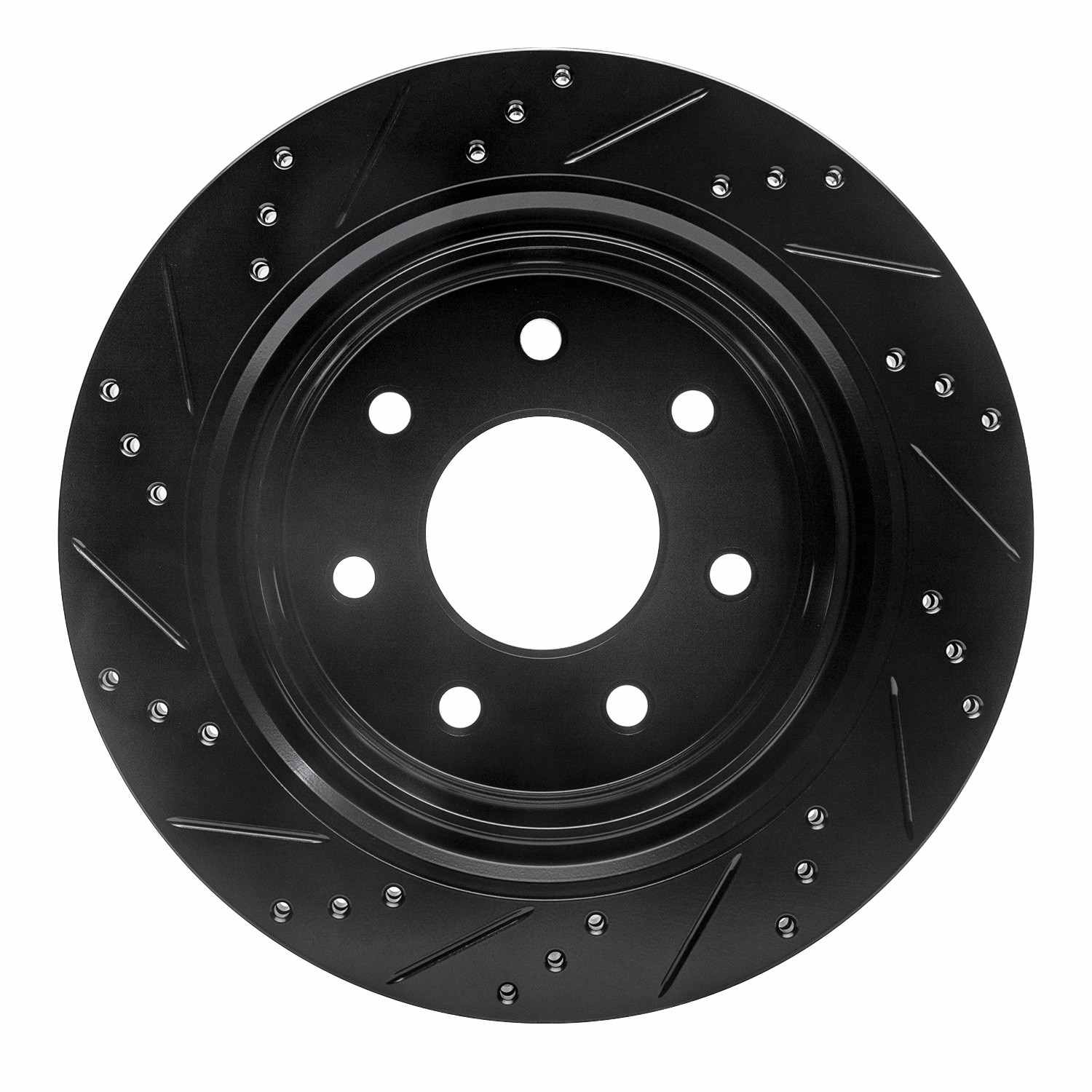 R1 Concepts 12-14 Ford F-150 RWD Rear Right Drilled & Slotted Black Brake Rotor - Image 2