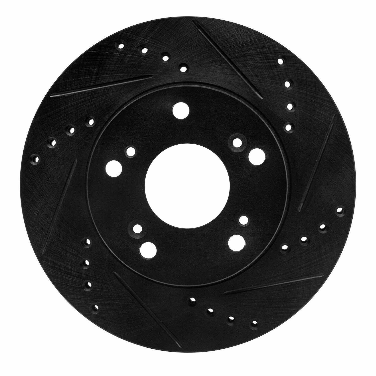 R1 Concepts 12-15 Acura ILX Front Right Drilled & Slotted Black Brake Rotor