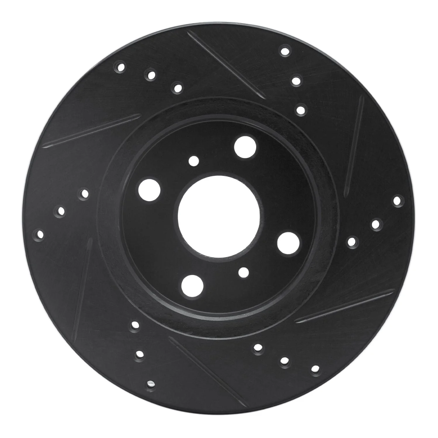 R1 Concepts 12-15 Scion IQ Front Left Drilled & Slotted Black Brake Rotor - Image 2