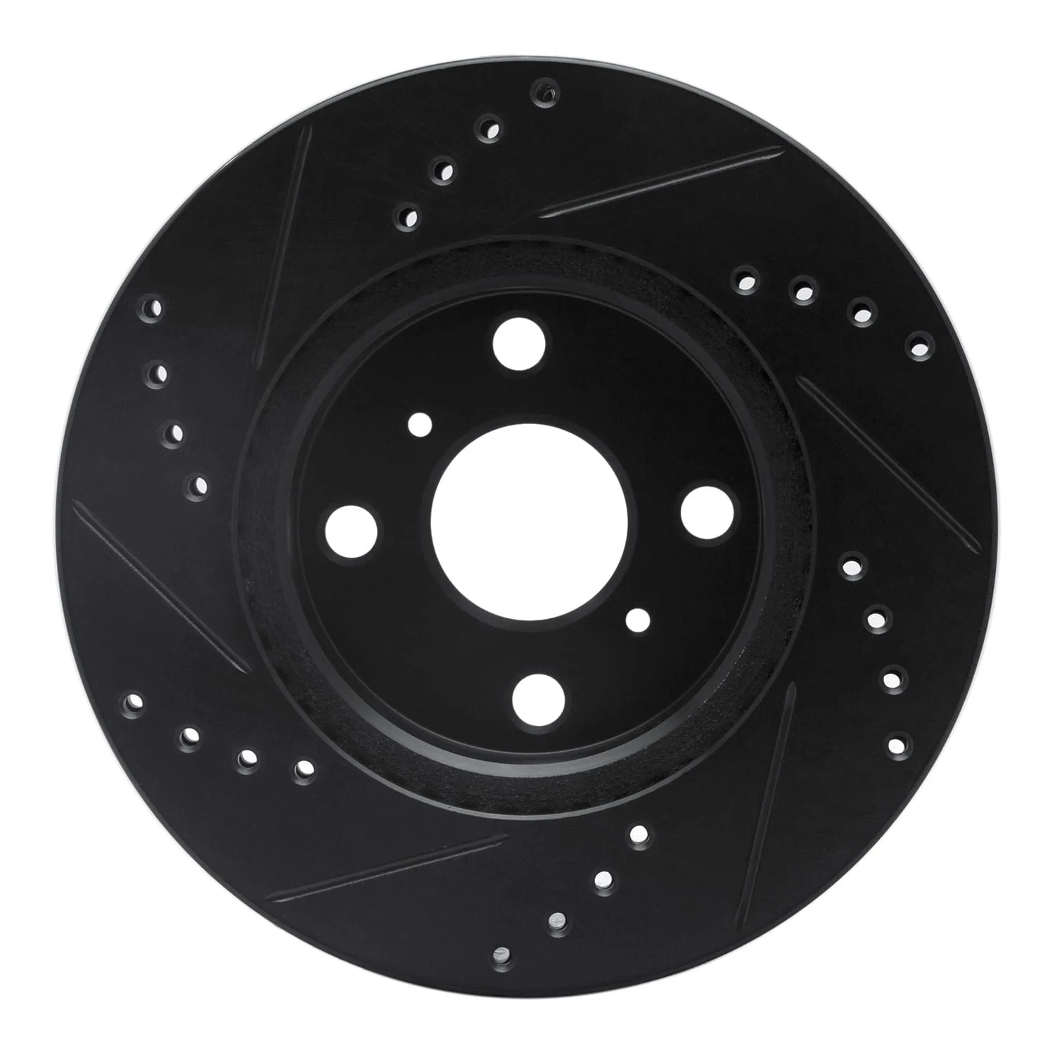 R1 Concepts 12-15 Scion IQ Front Right Drilled & Slotted Black Brake Rotor - Image 2