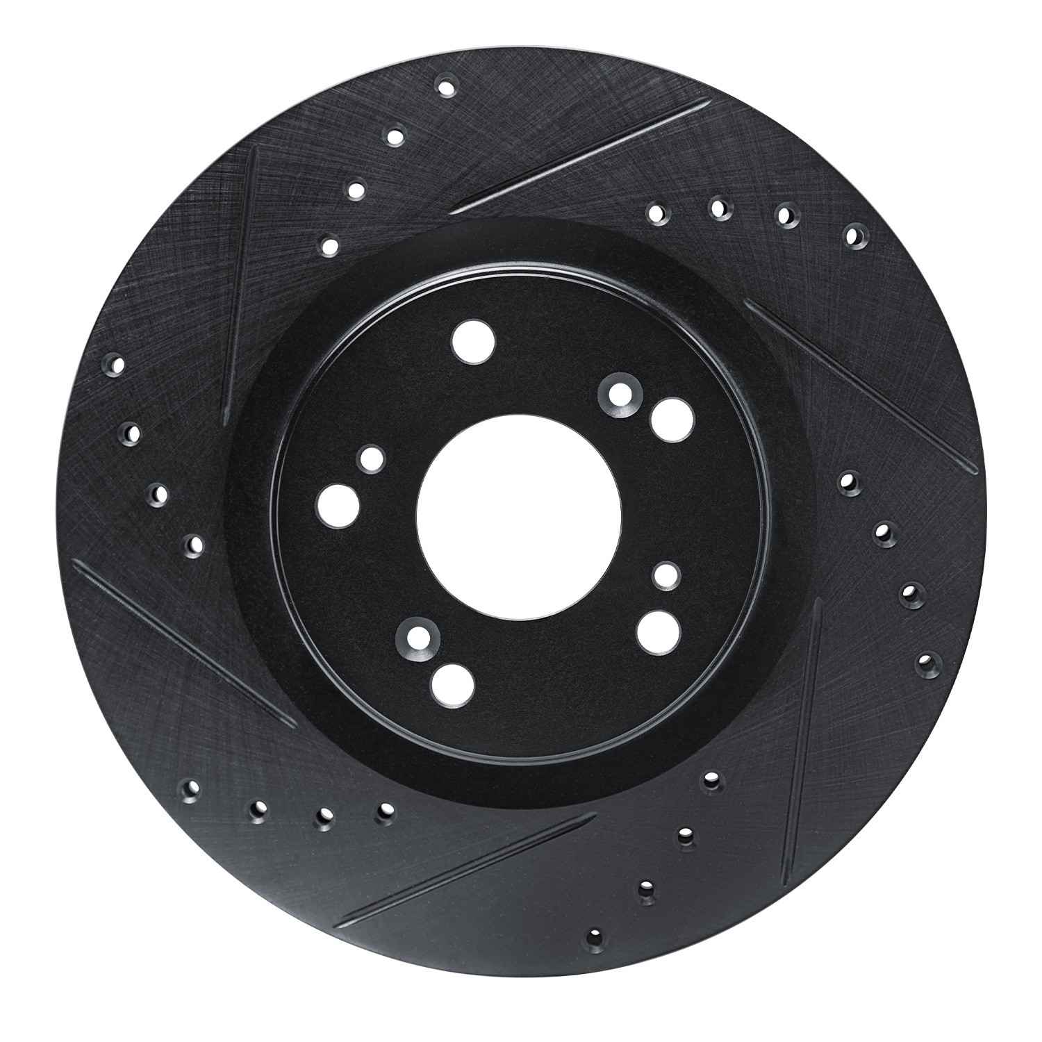 R1 Concepts 12-16 Honda CR-V Front Left Drilled & Slotted Black Brake Rotor