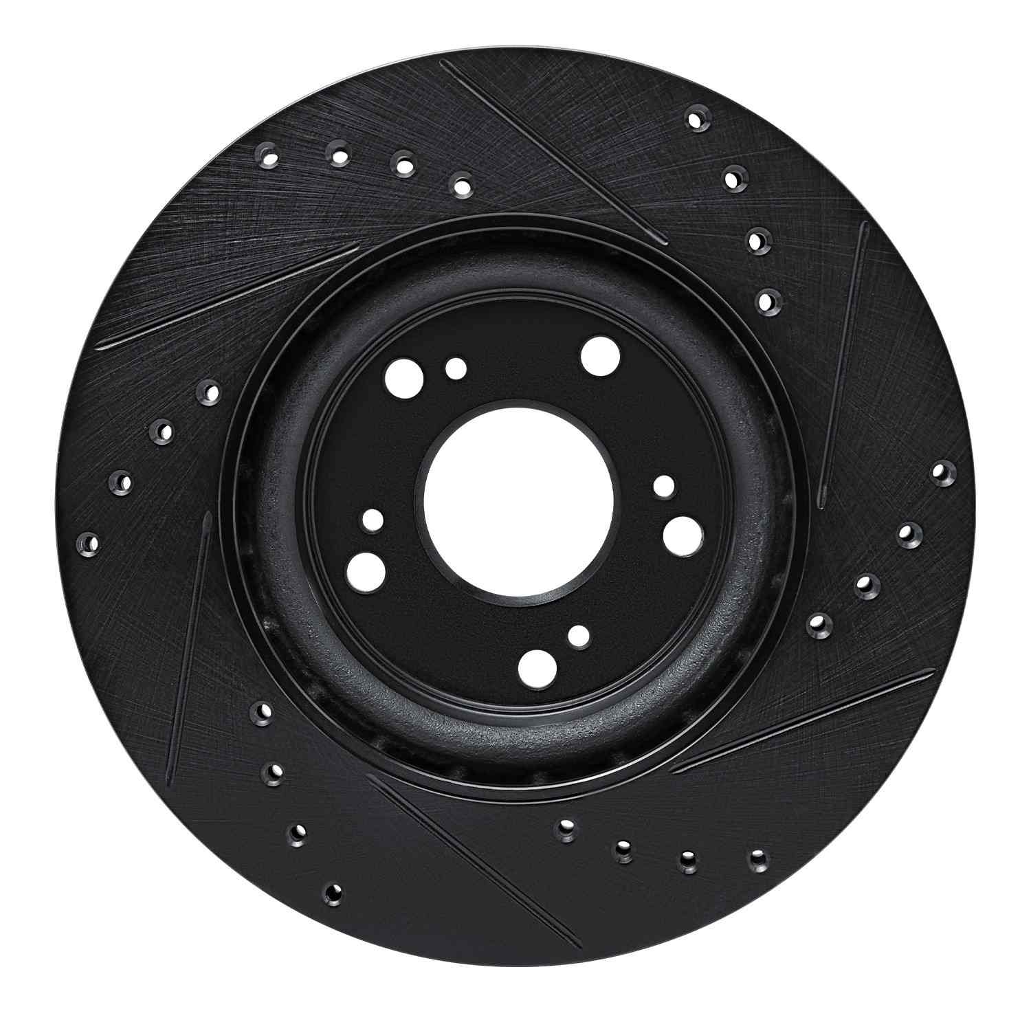 R1 Concepts 12-16 Honda CR-V Front Left Drilled & Slotted Black Brake Rotor - Image 2