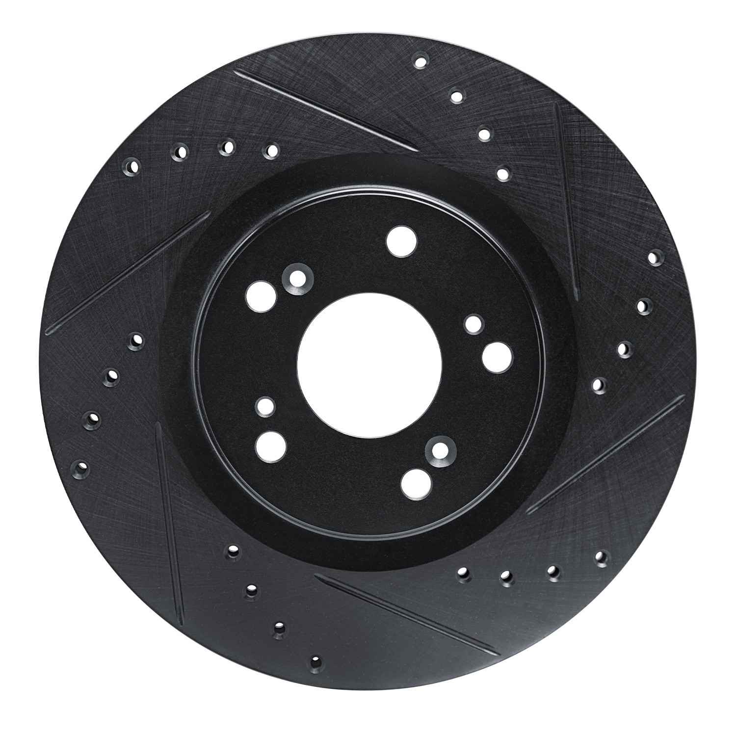 R1 Concepts 12-16 Honda CR-V Front Right Drilled & Slotted Black Brake Rotor