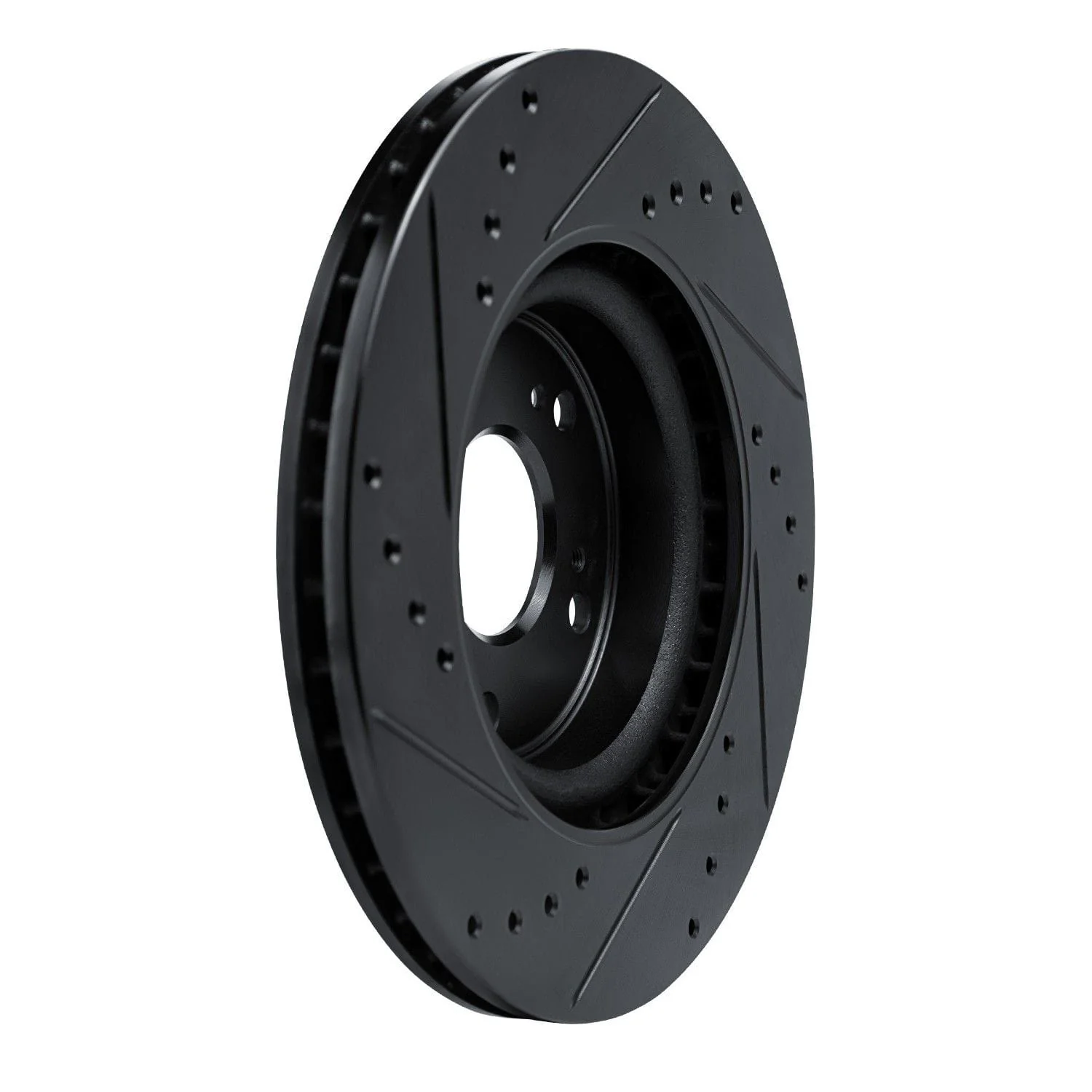 R1 Concepts 12-16 Honda CR-V Front Right Drilled & Slotted Black Brake Rotor - Image 2