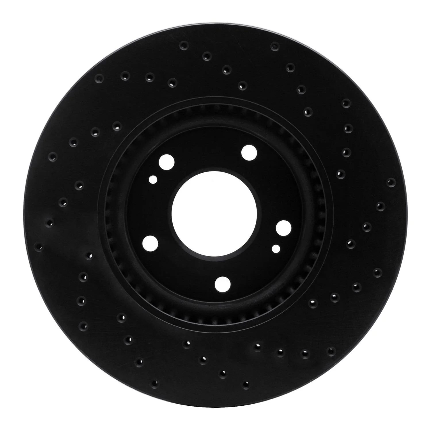 R1 Concepts 12-16 Kia Sportage Front Left Drilled Black Brake Rotor - Image 2