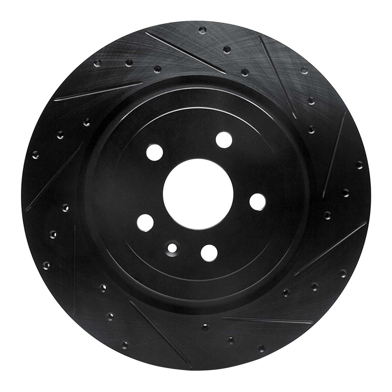 R1 Concepts 12-16 Tesla Model S Rear Right Drilled & Slotted Black Brake Rotor