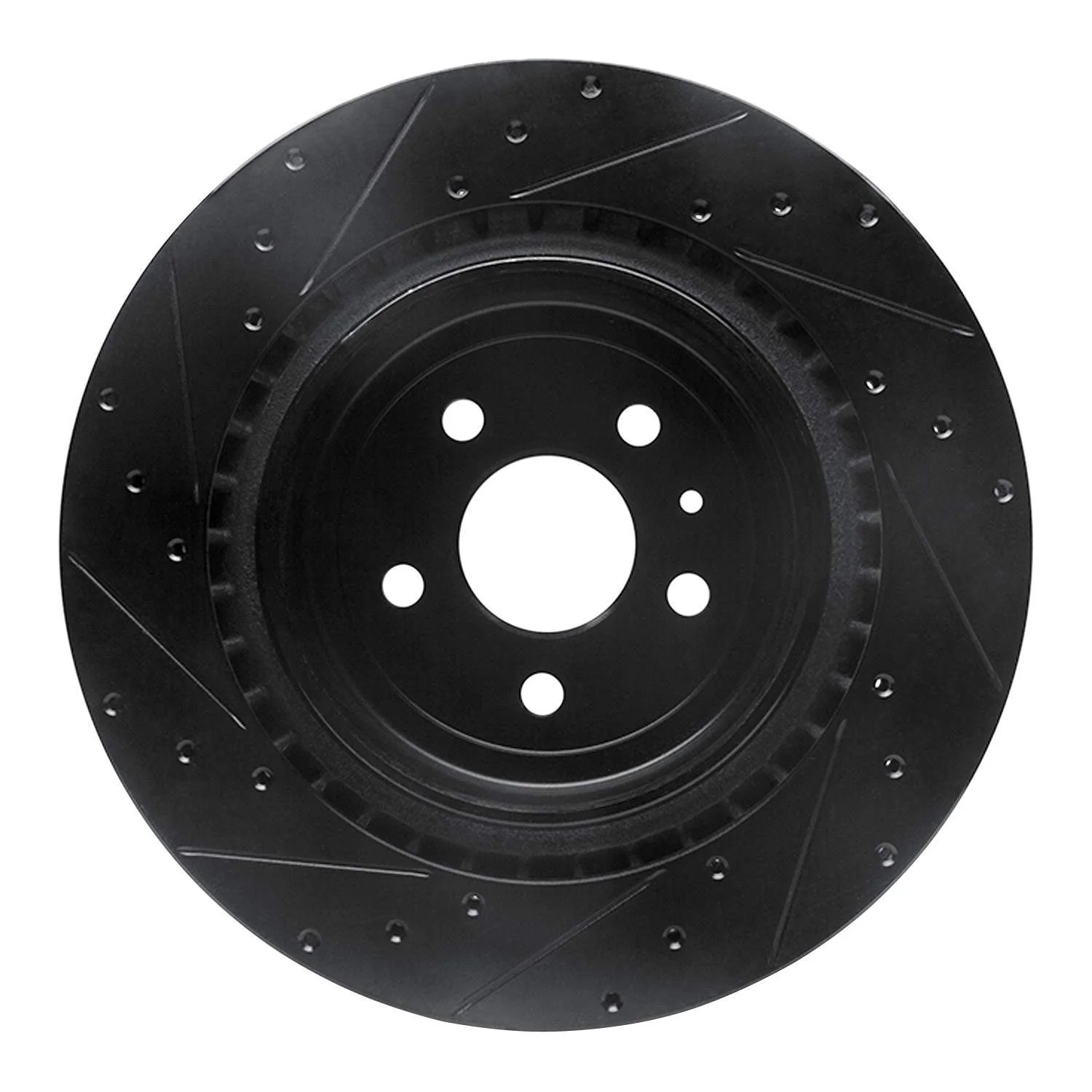 R1 Concepts 12-16 Tesla Model S Rear Right Drilled & Slotted Black Brake Rotor - Image 2