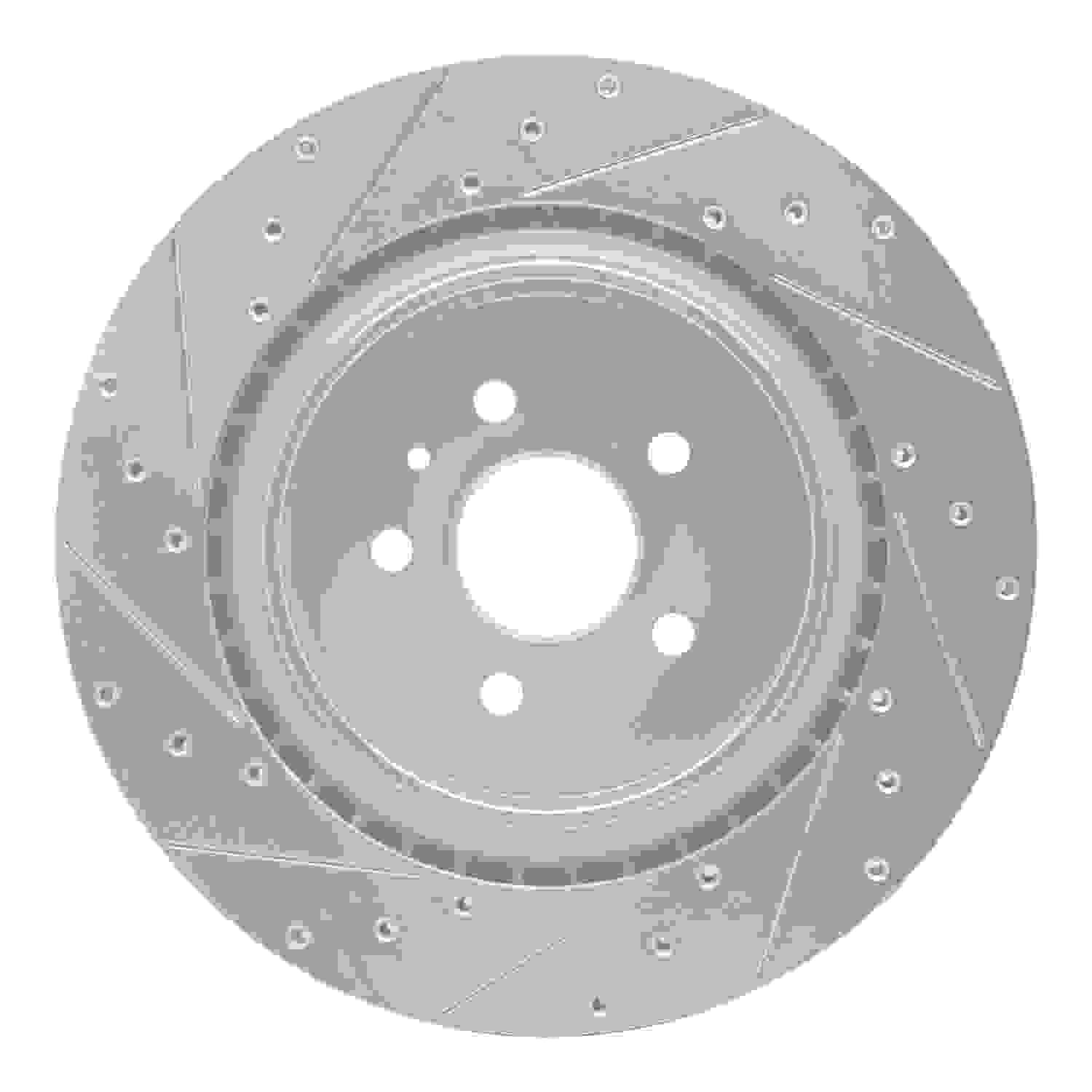 R1 Concepts 12-16 Tesla Model S Rear Right Drilled & Slotted Silver Brake Rotor - Image 2