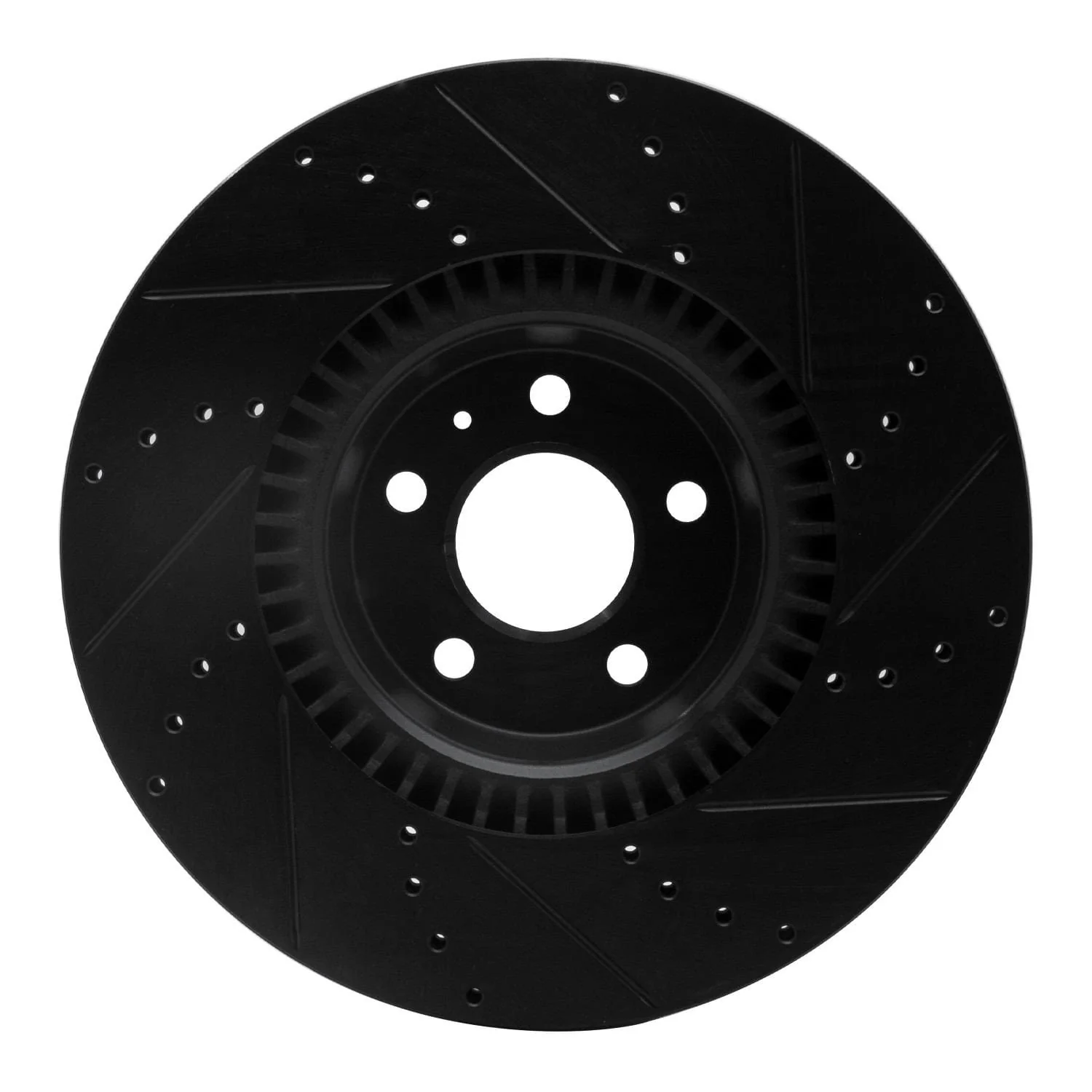 R1 Concepts 12-18 Audi A7 Quattro Front Left Drilled & Slotted Black Brake Rotor - Image 2
