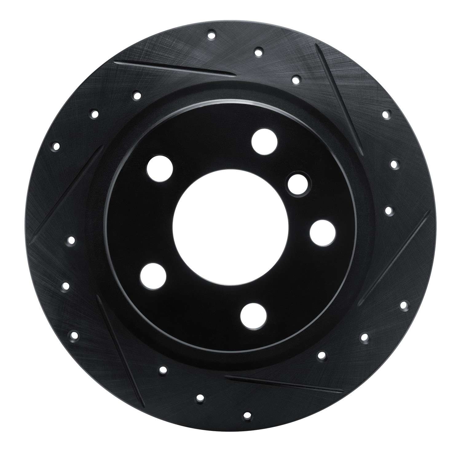 R1 Concepts 12-18 BMW 120i (Mexico) Rear Right Drilled & Slotted Black Brake Rotor