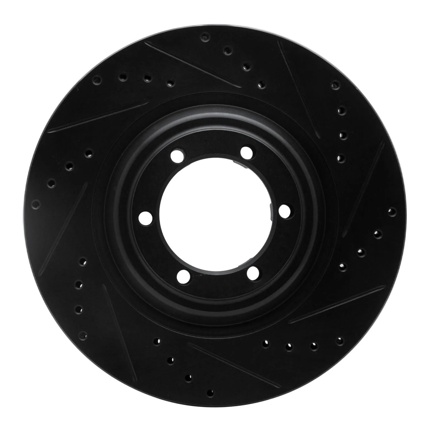 R1 Concepts 12-18 Chevrolet Colorado Front Right Drilled & Slotted Black Brake Rotor