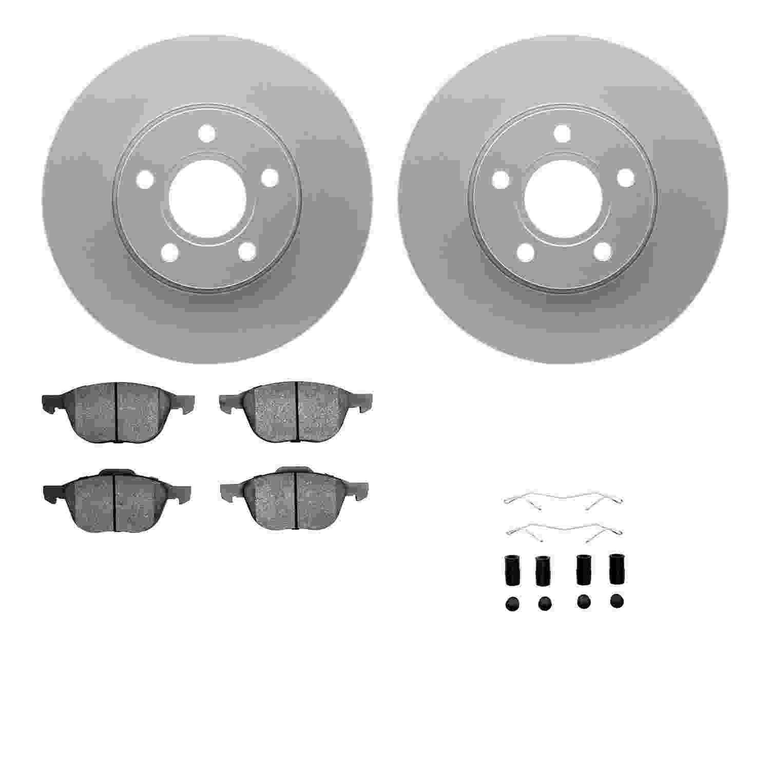 R1 Concepts 12-18 Ford Focus Front Carbon Coated Brake Rotor Set w/Optimum OE Pads and Hardware