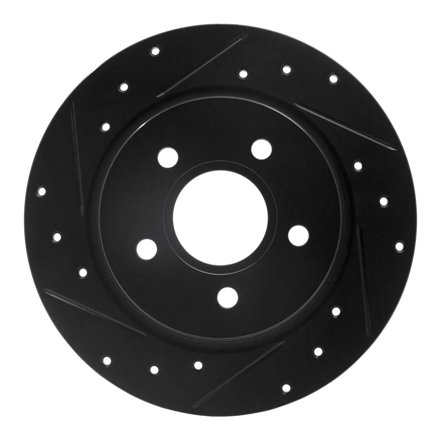 R1 Concepts 12-18 Ford Focus Rear Left Drilled & Slotted Black Brake Rotor