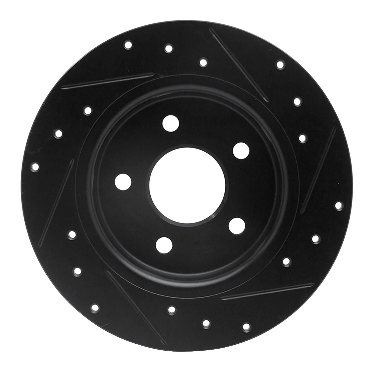 R1 Concepts 12-18 Ford Focus Rear Left Drilled & Slotted Black Brake Rotor - Image 2