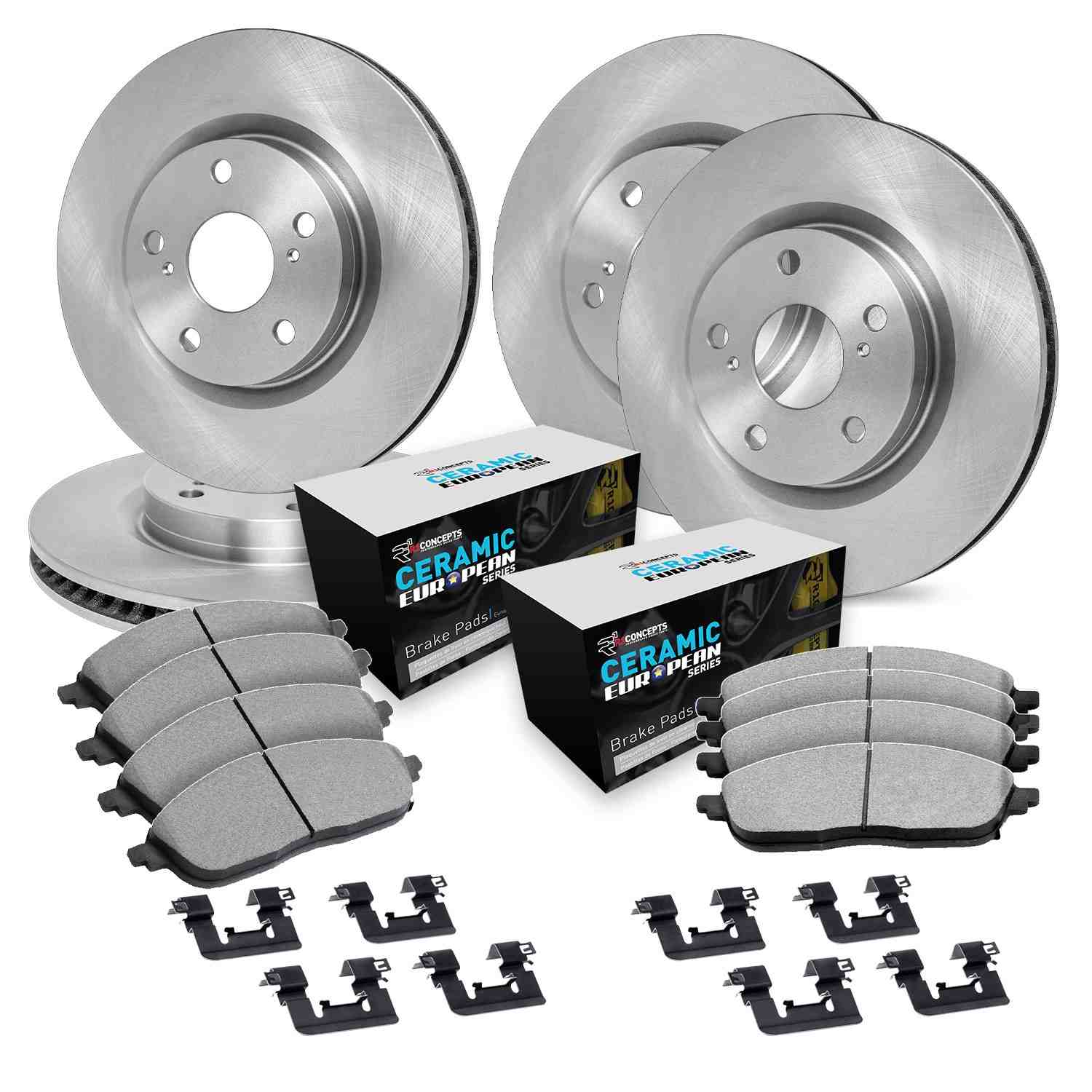 R1 Concepts 12-18 Mercedes-Benz GLE350 Front & Rear Brake Rotor Set w/Euro Ceramic Pads and Hardware