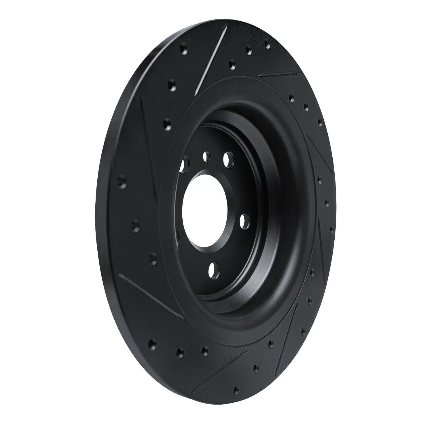 R1 Concepts 12-18 Mercedes-Benz GLE350 Rear Right Drilled & Slotted Black Brake Rotor - Image 2
