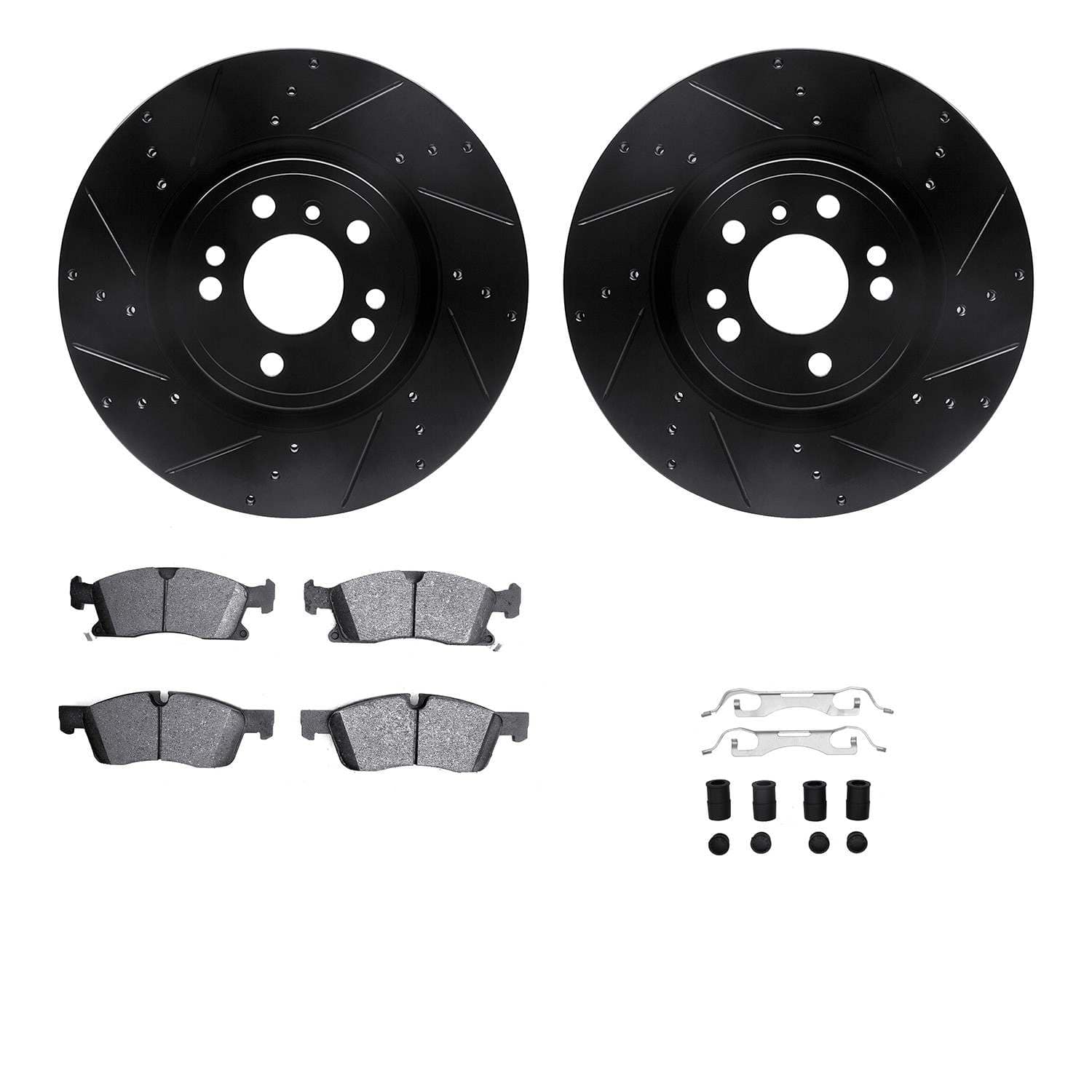 R1 Concepts 12-18 Mercedes-Benz ML350 Front Drill/Slot Black Rotors w/Ceramic Pads