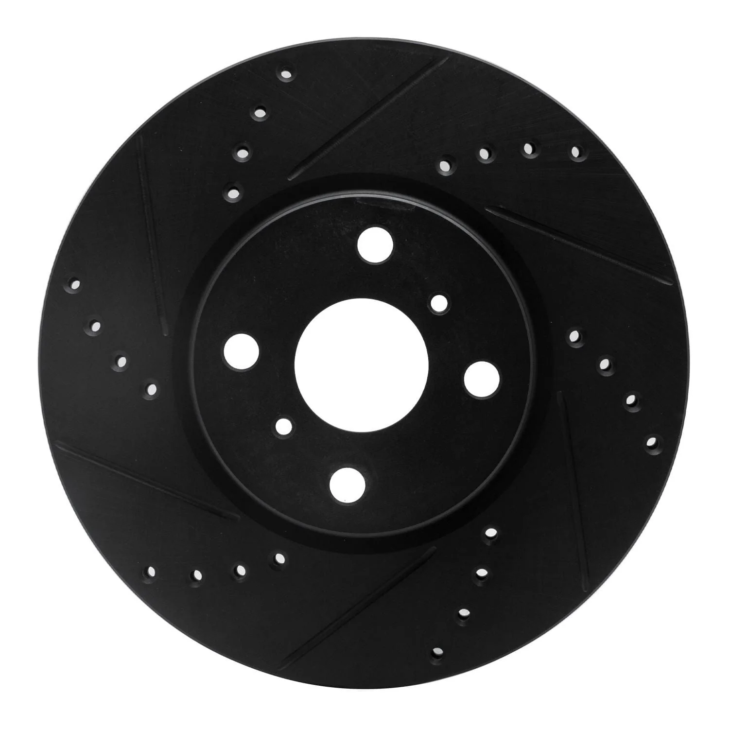 R1 Concepts 12-18 Toyota Yaris (USA/Canada) Front Left Drilled & Slotted Black Brake Rotor