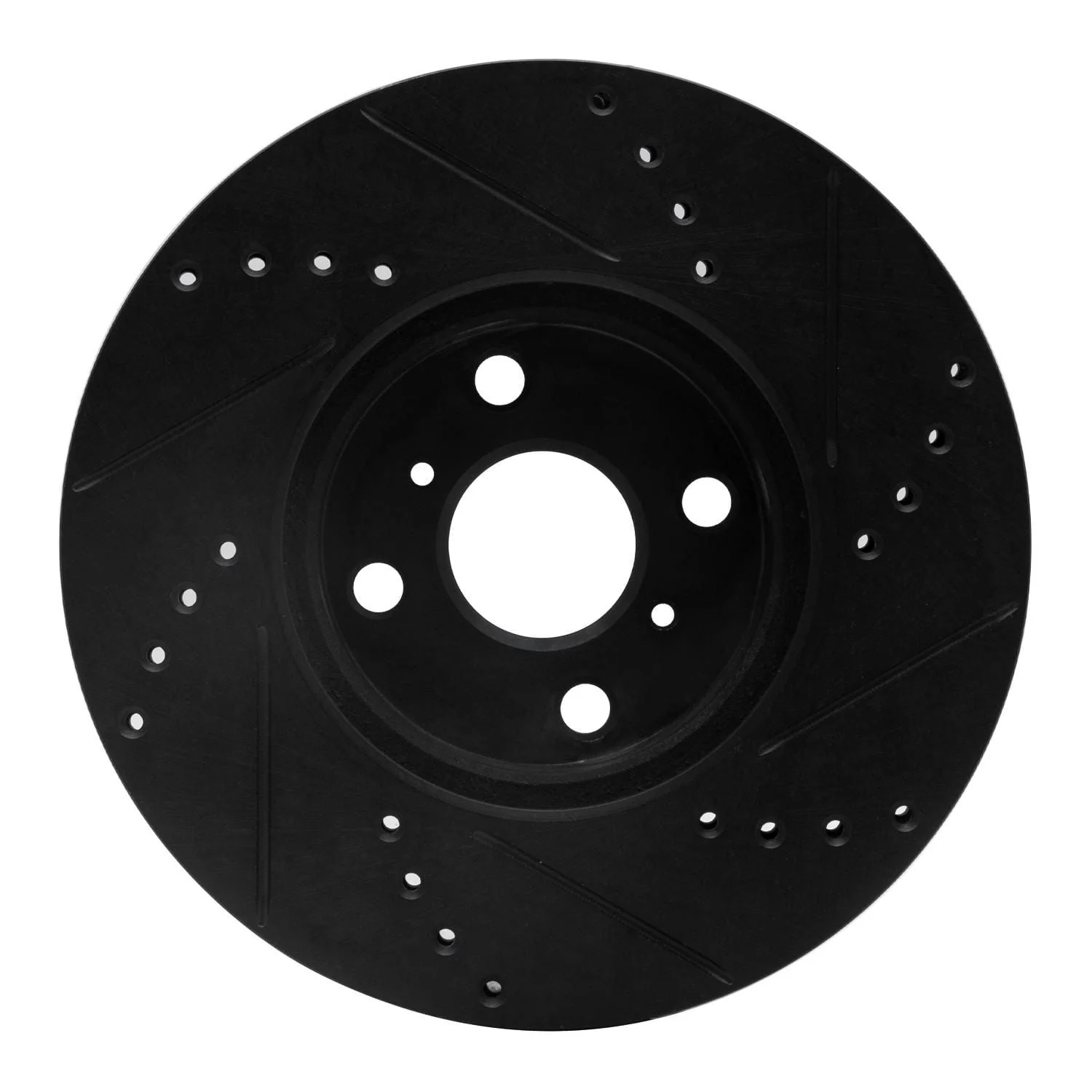 R1 Concepts 12-18 Toyota Yaris (USA/Canada) Front Left Drilled & Slotted Black Brake Rotor - Image 2