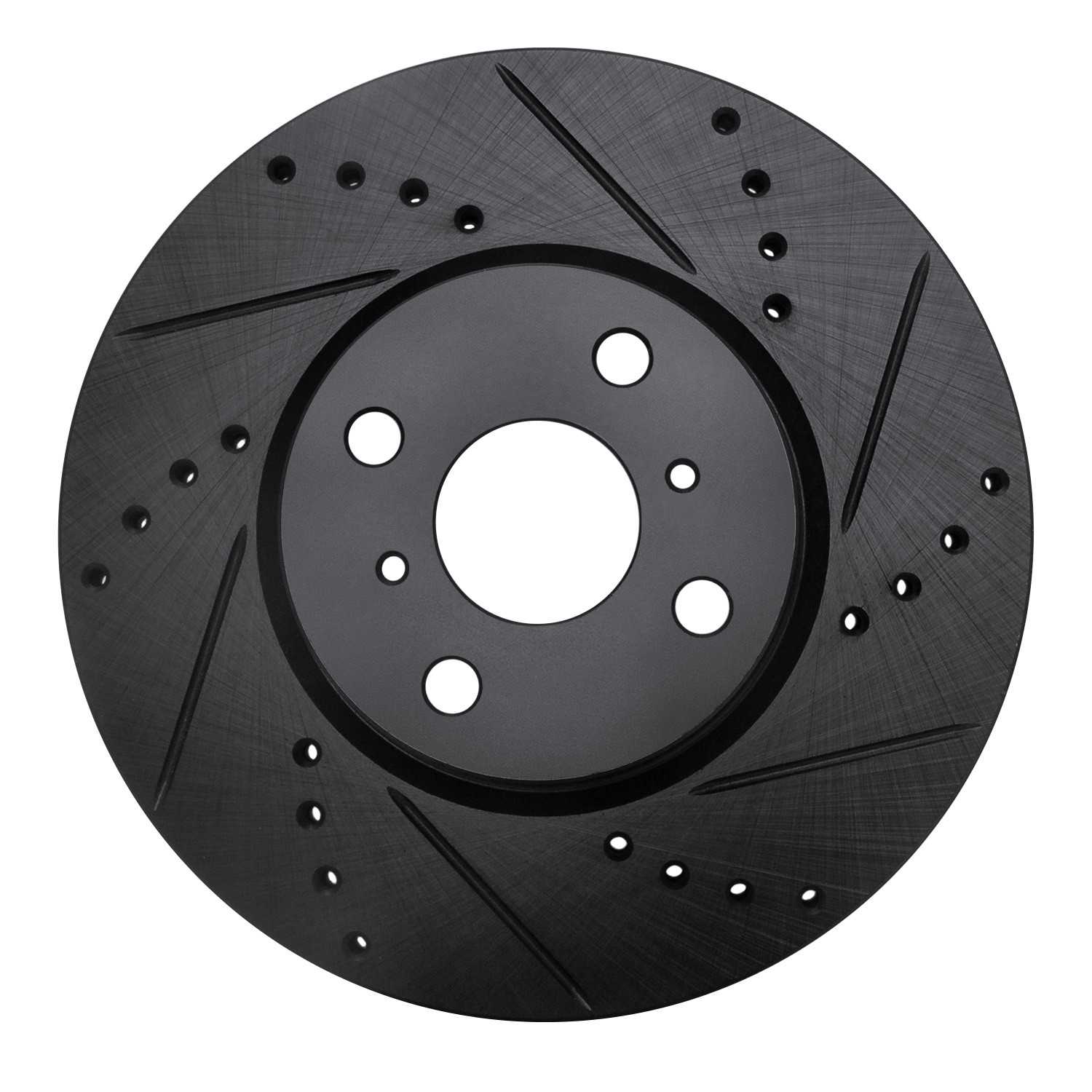 R1 Concepts 12-18 Toyota Yaris (USA/Canada) Front Right Drilled & Slotted Black Brake Rotor