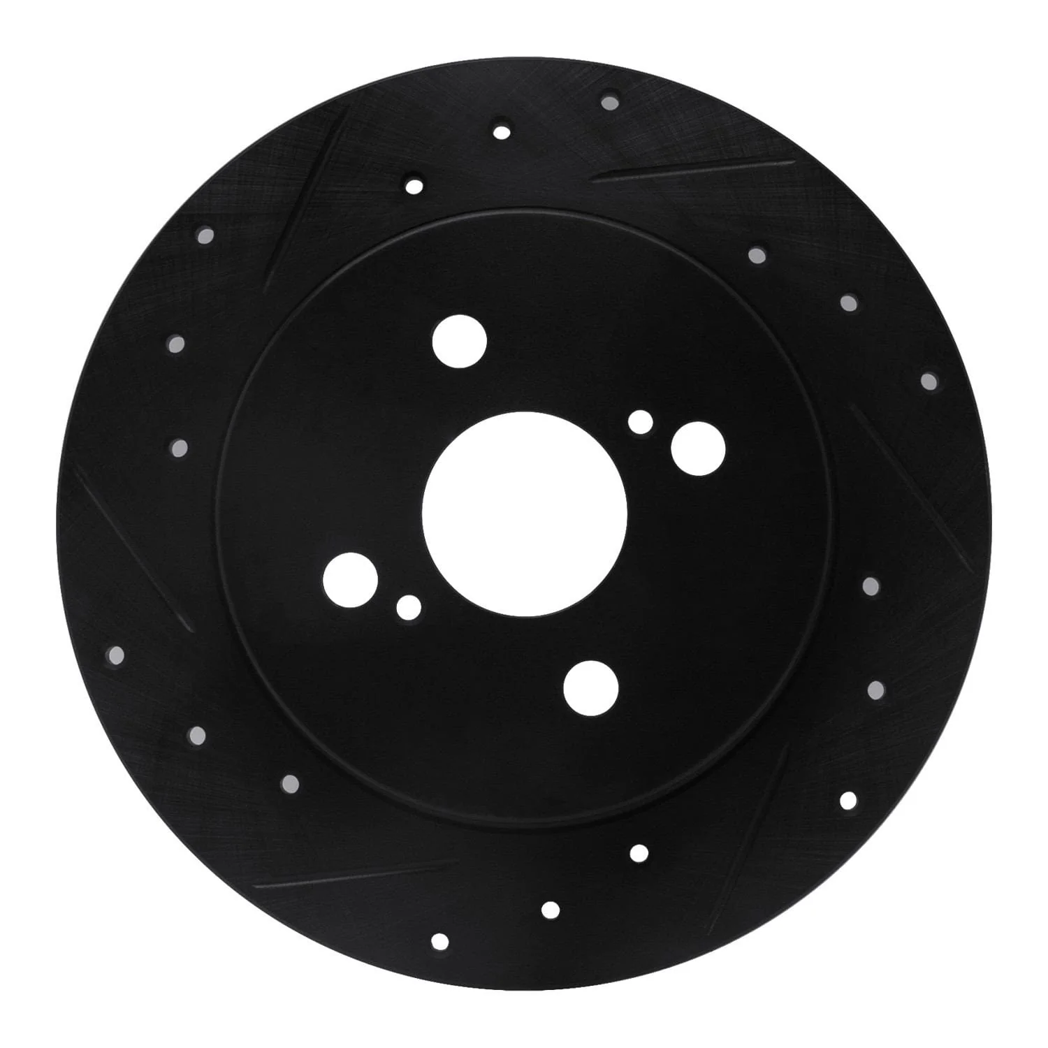 R1 Concepts 12-18 Toyota Yaris (USA/Canada) Rear Left Drilled & Slotted Black Brake Rotor