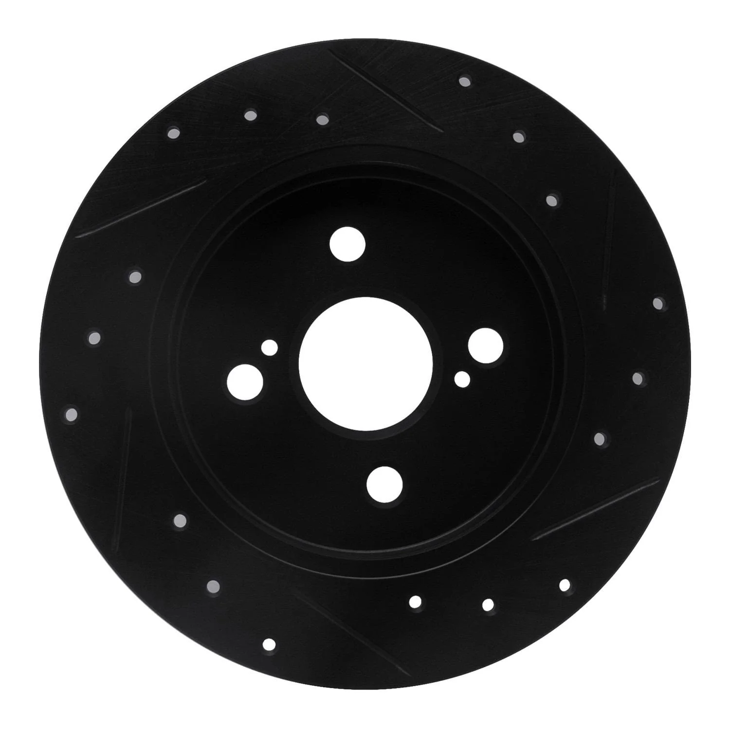 R1 Concepts 12-18 Toyota Yaris (USA/Canada) Rear Left Drilled & Slotted Black Brake Rotor - Image 2