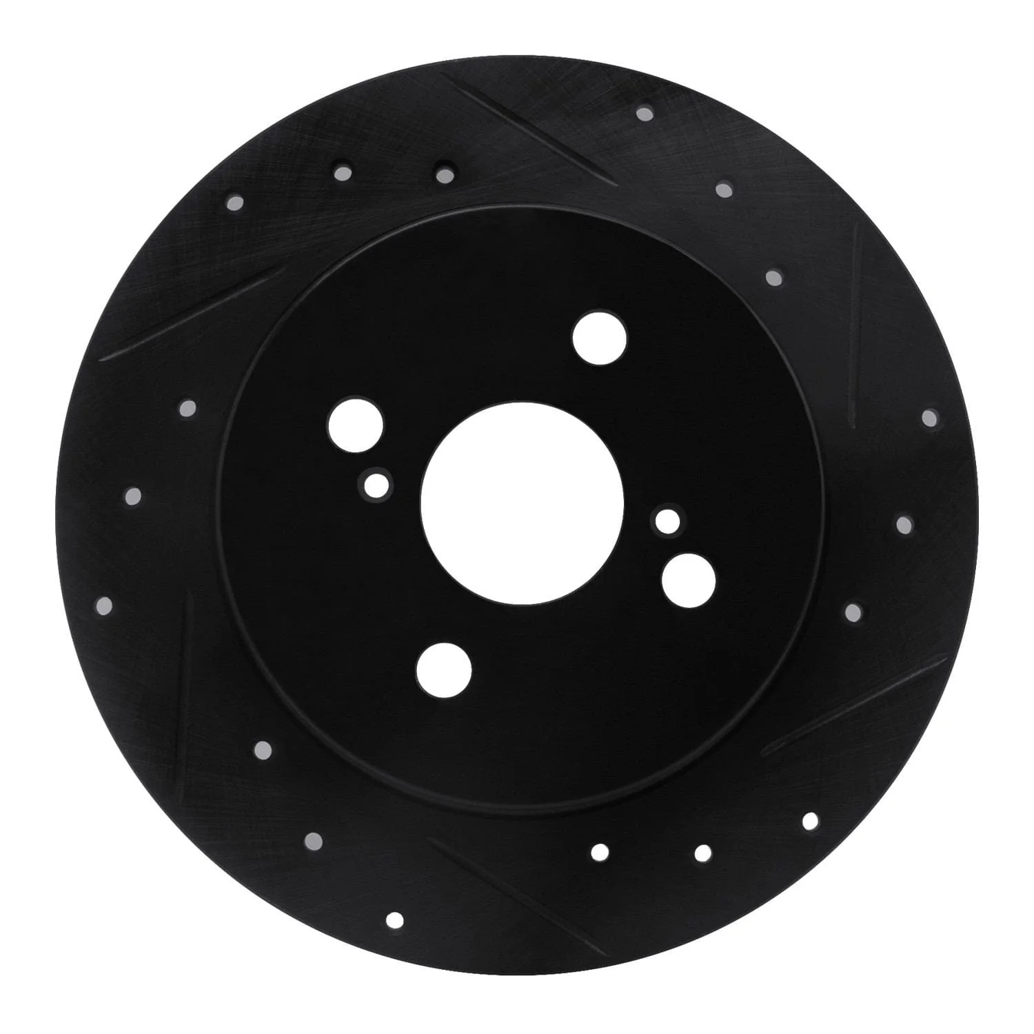 R1 Concepts 12-18 Toyota Yaris (USA/Canada) Rear Right Drilled & Slotted Black Brake Rotor