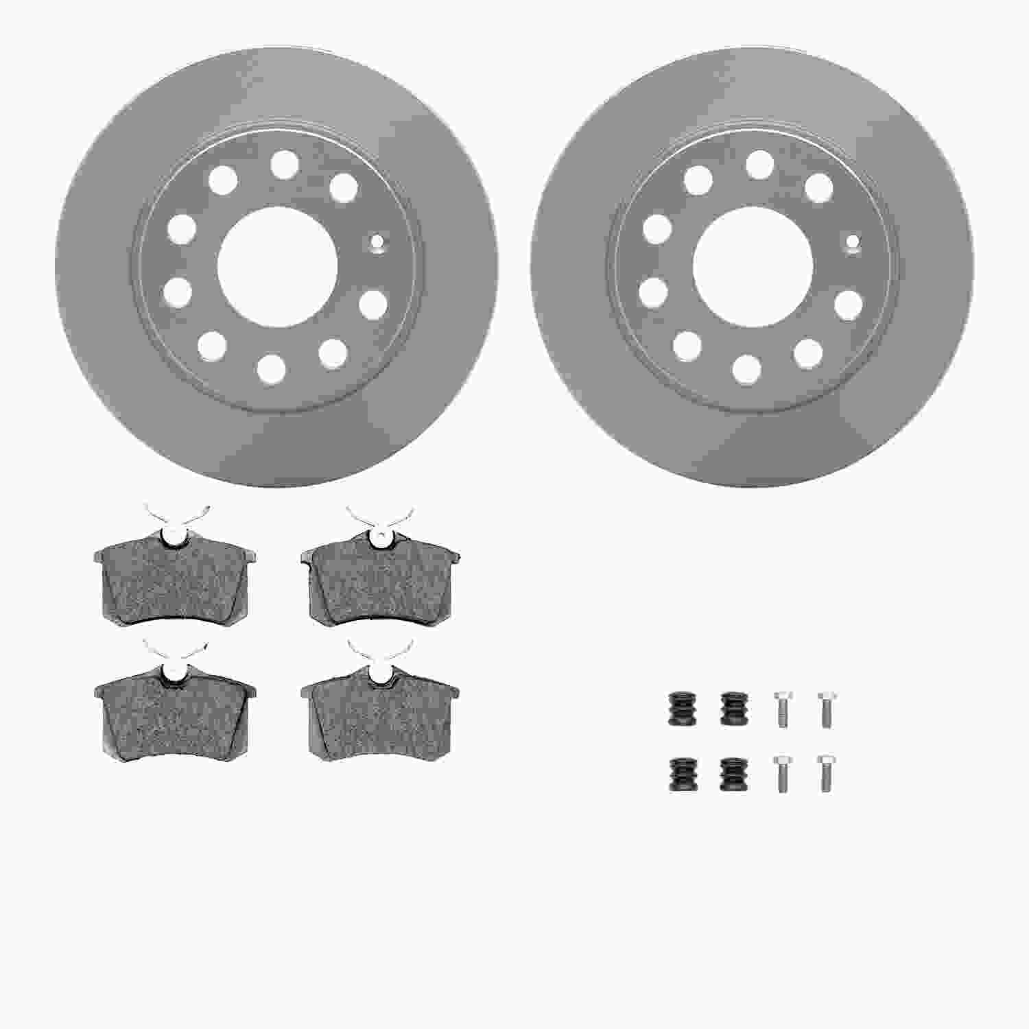 R1 Concepts 12-19 Audi A3 Rear Carbon Coated Brake Rotor Set w/Optimum OE Pads and Hardware