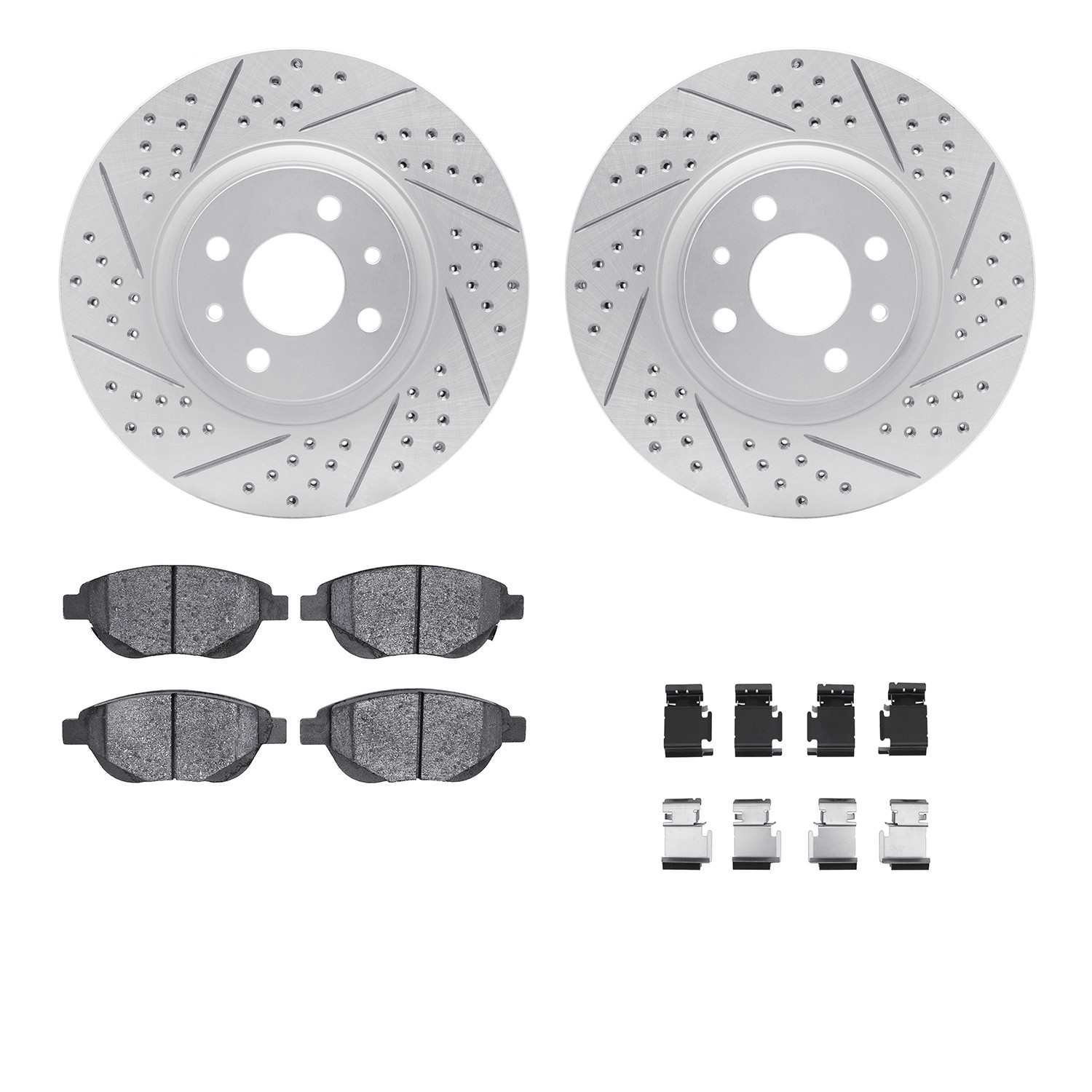 R1 Concepts 12-19 Fiat 500 Front Drill/Slot Carbon Coated Rotor Set w/Optimum Pads
