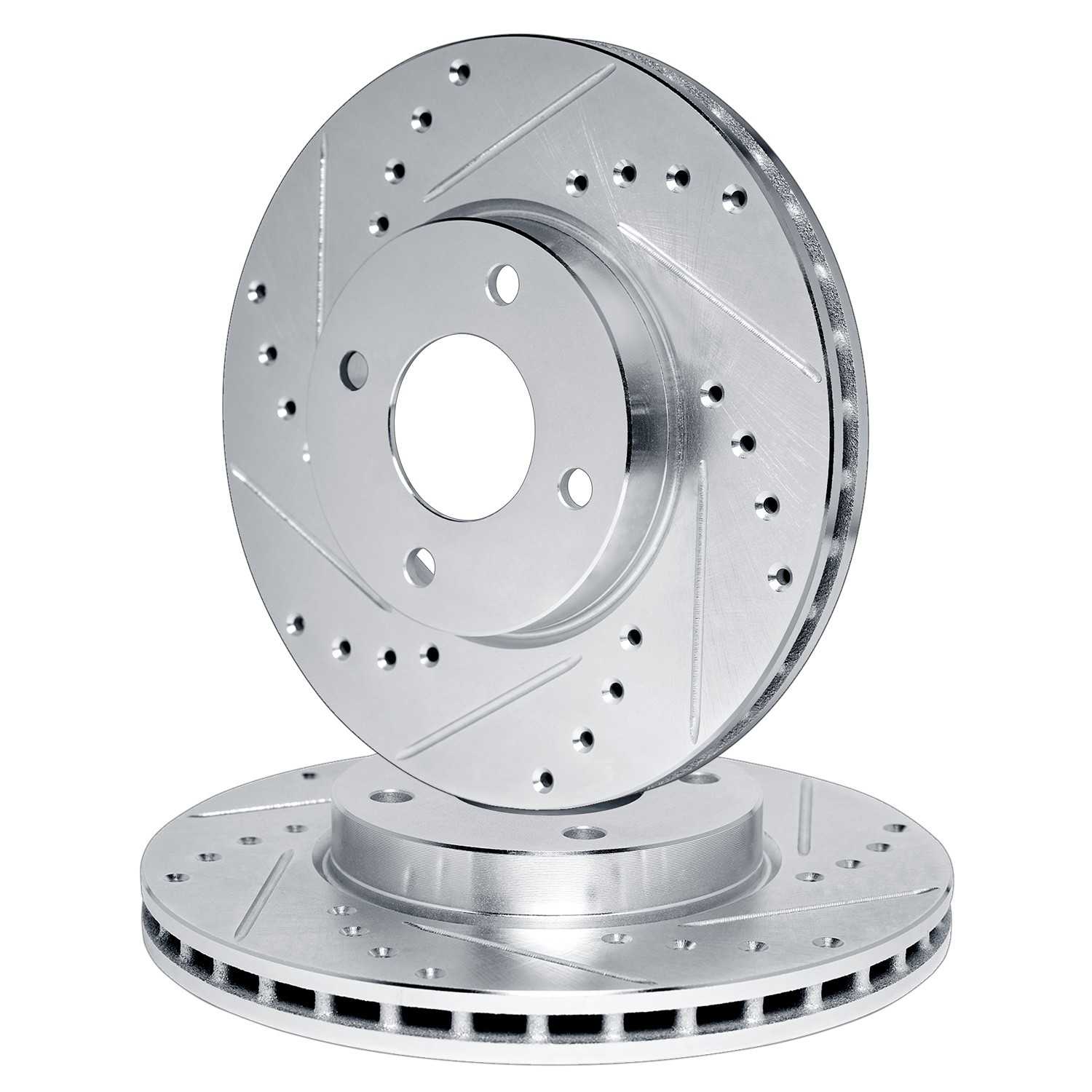 R1 Concepts 12-19 Fiat 500 Front Drilled & Slotted Silver Brake Rotor Set - Image 2