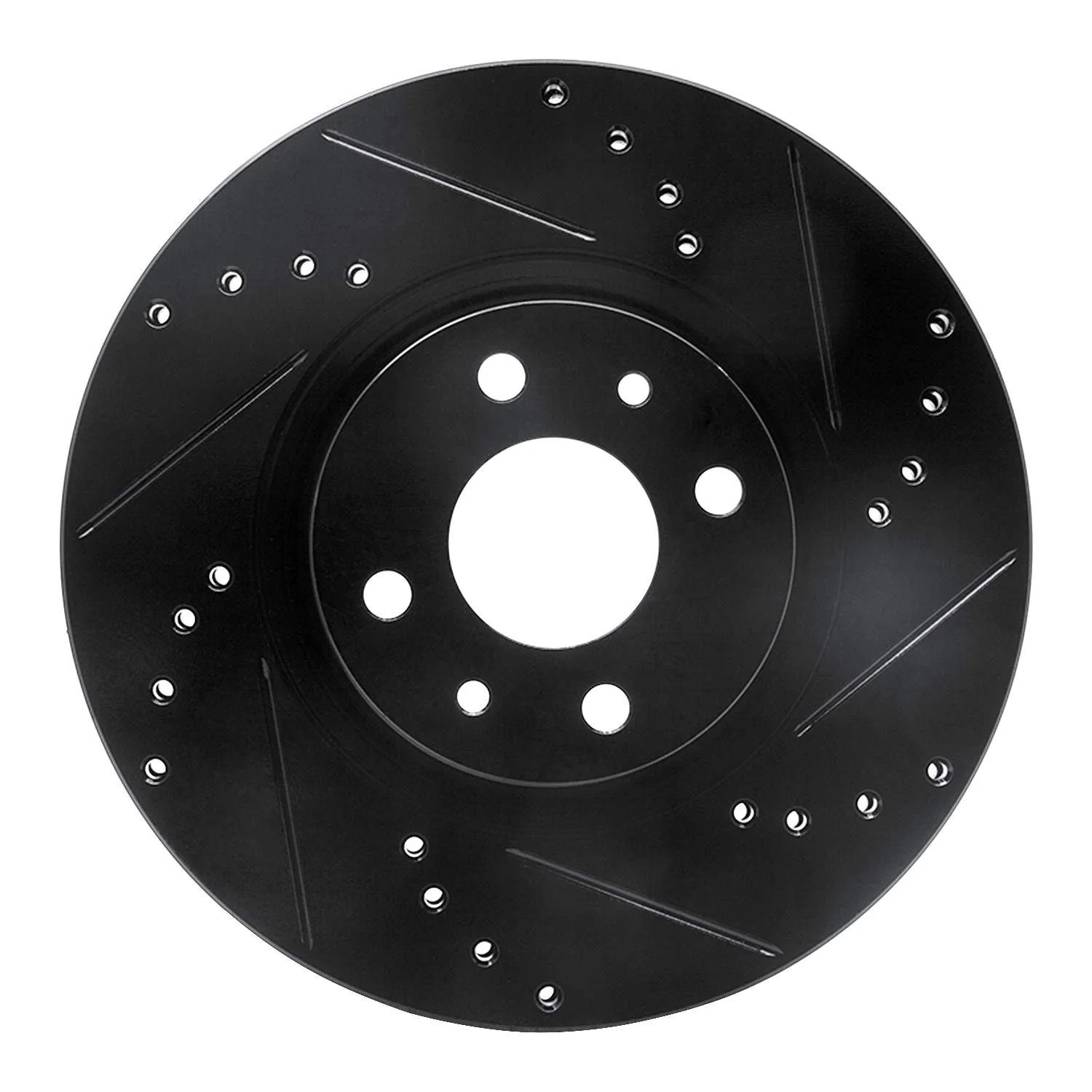 R1 Concepts 12-19 Fiat 500E Front Right Drilled & Slotted Black Brake Rotor