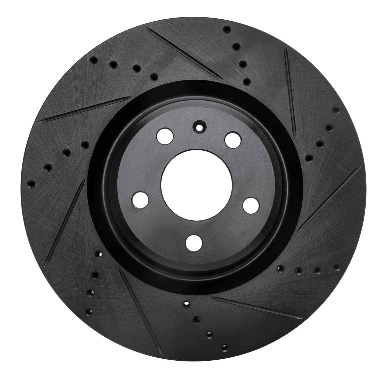R1 Concepts 12-20 Audi A7 Quattro Front Right Drilled & Slotted Black Brake Rotor