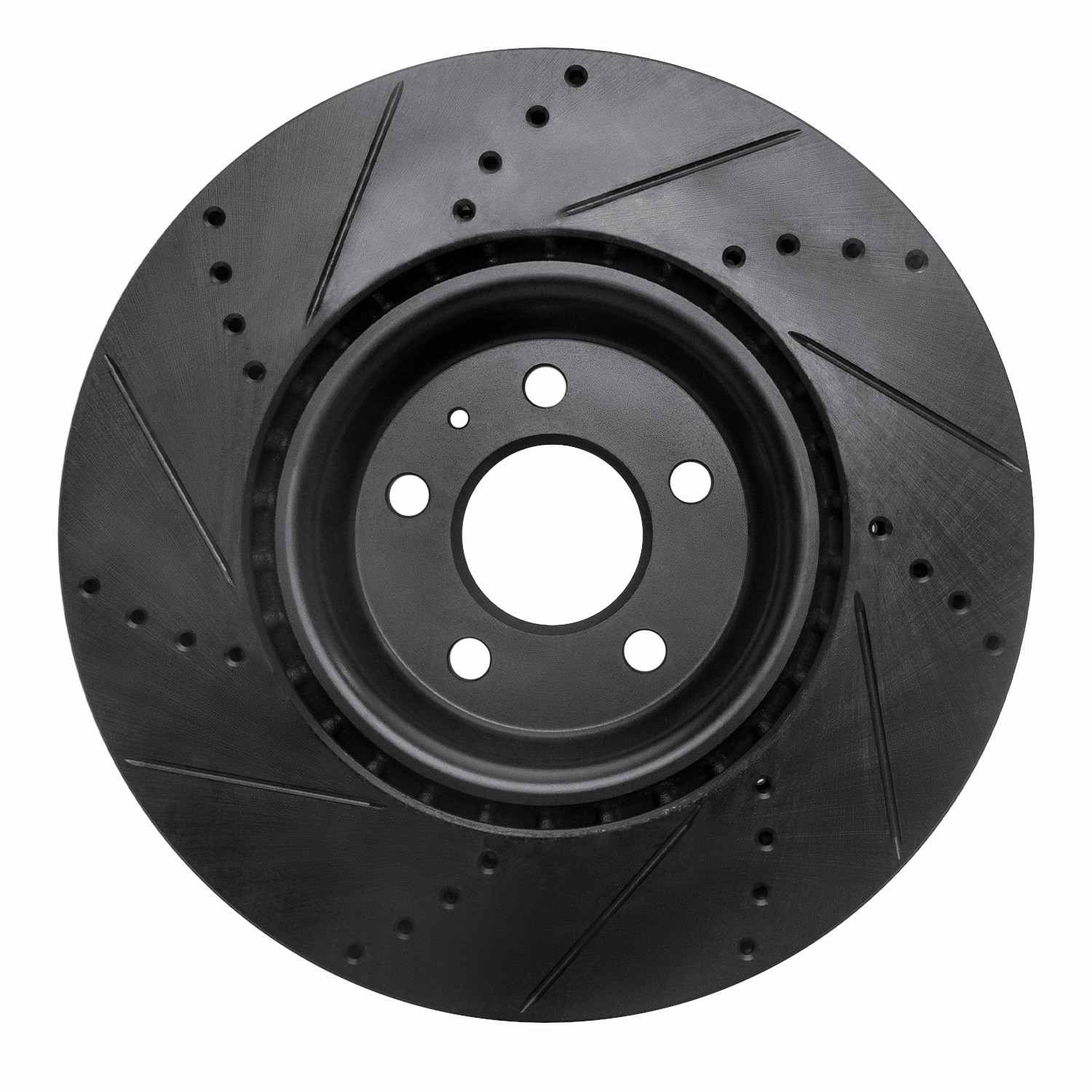 R1 Concepts 12-20 Audi A7 Quattro Front Right Drilled & Slotted Black Brake Rotor - Image 2