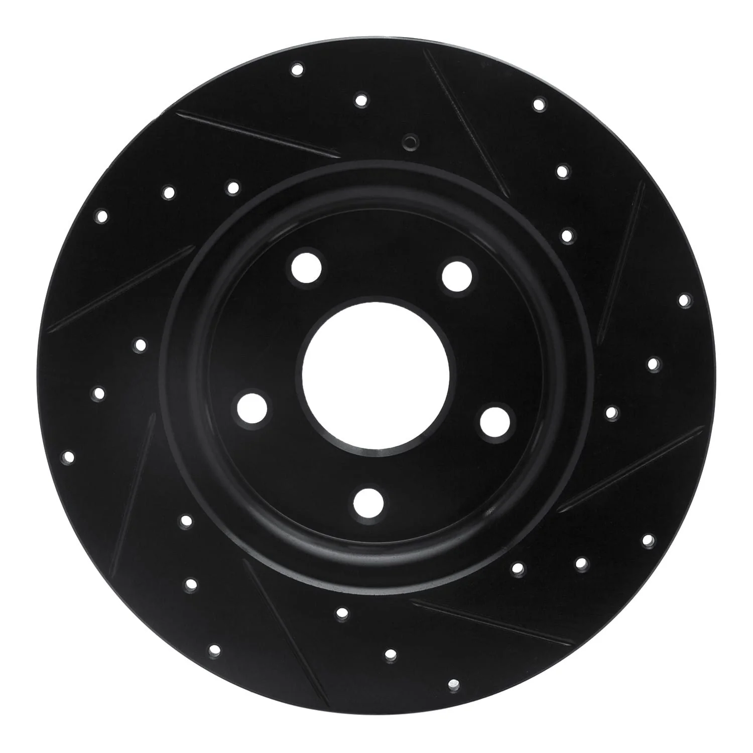 R1 Concepts 12-20 Chrysler Town & Country Rear Left Drilled & Slotted Black Brake Rotor - Image 2