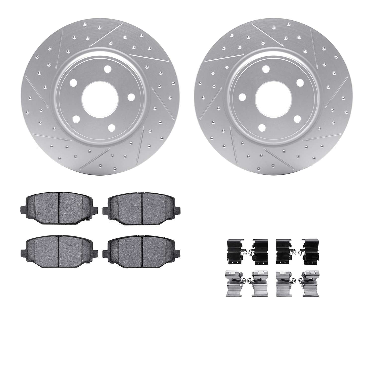 R1 Concepts 12-20 Chrysler Town & Country (Van) Rear Drill/Slot Carbon Coated Rotor Set w/Optimum Pads